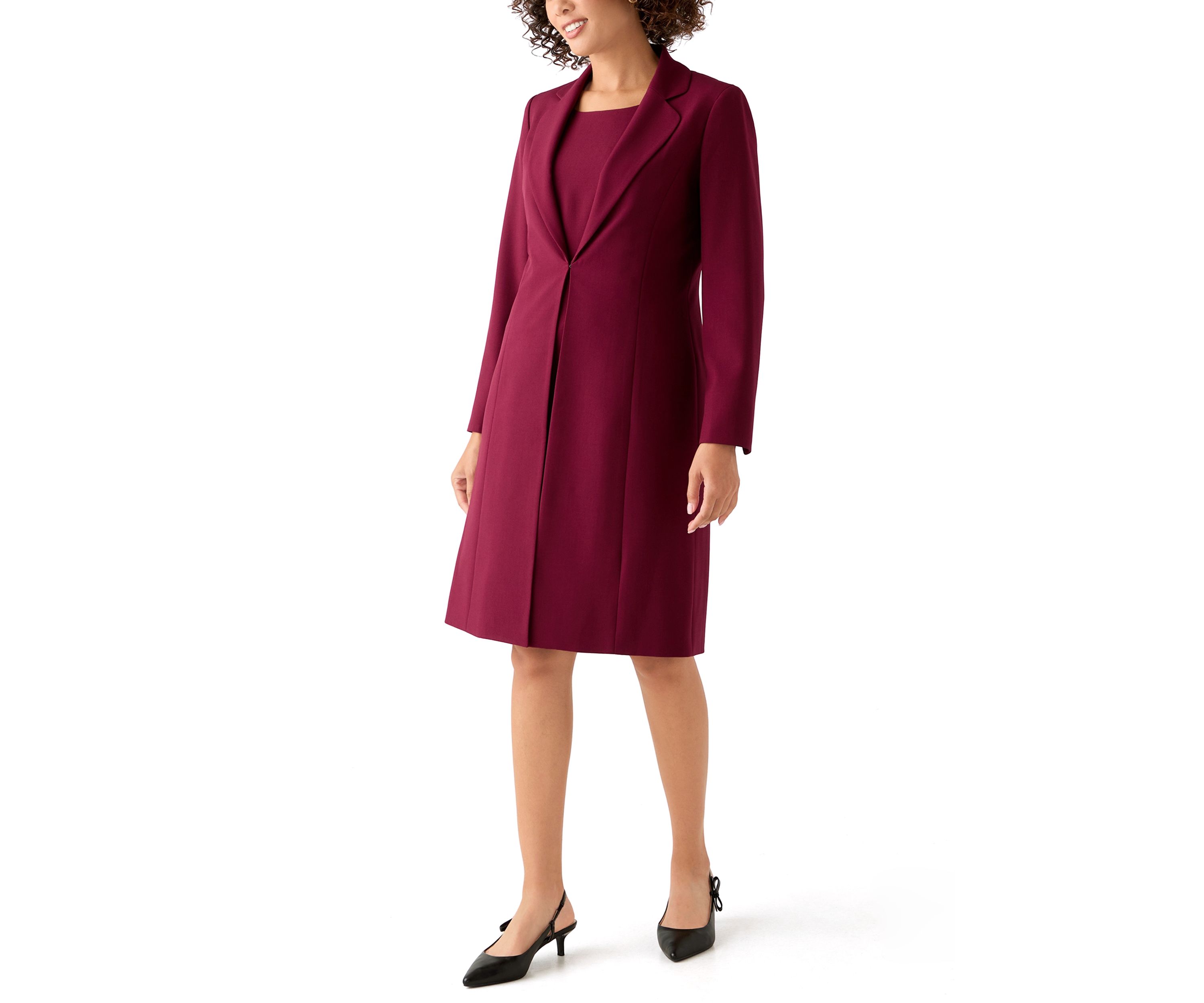 Long Coat & Basic Sheath Dress
