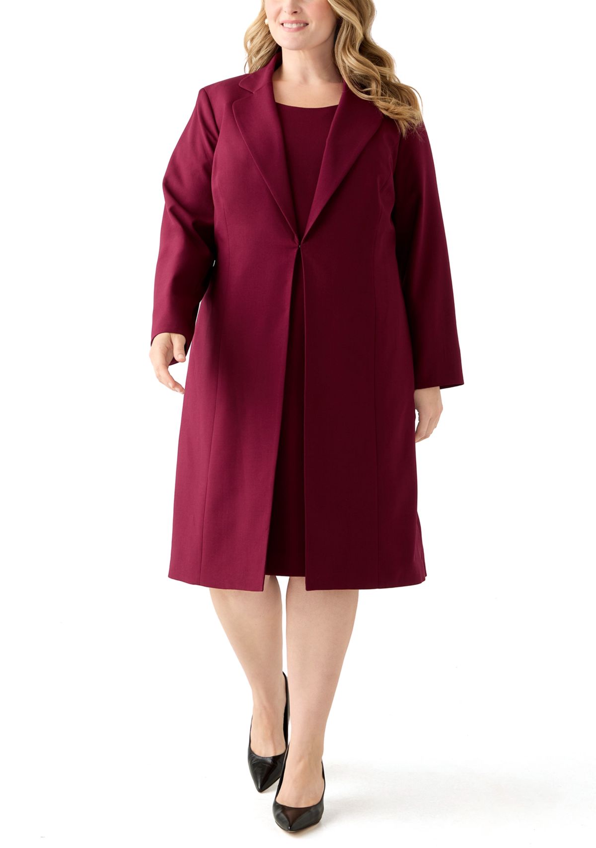 Long Coat & Basic Sheath Dress
