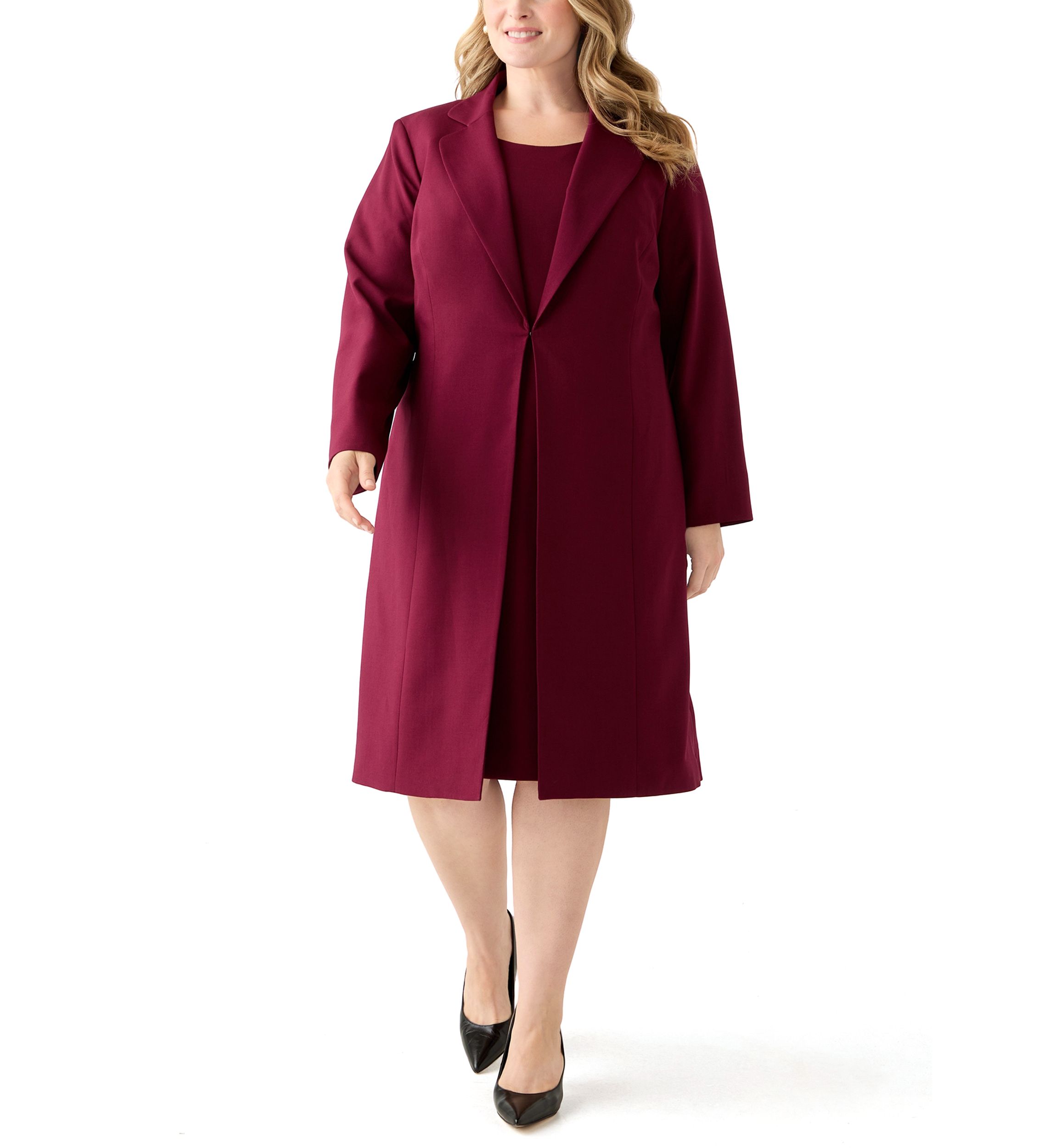 Long Coat & Basic Sheath Dress