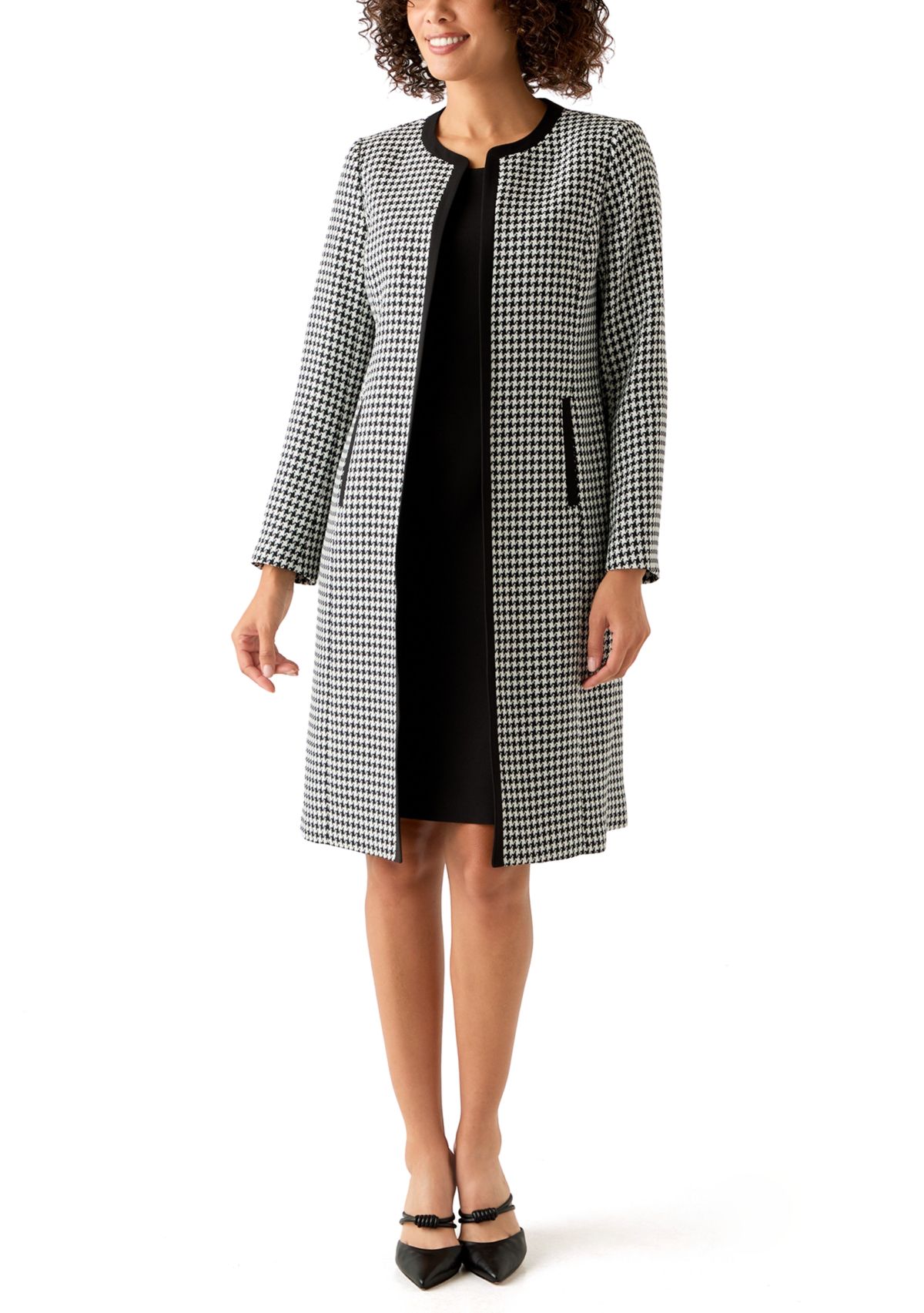 Houndstooth Topper with Framing & Sheath Dress