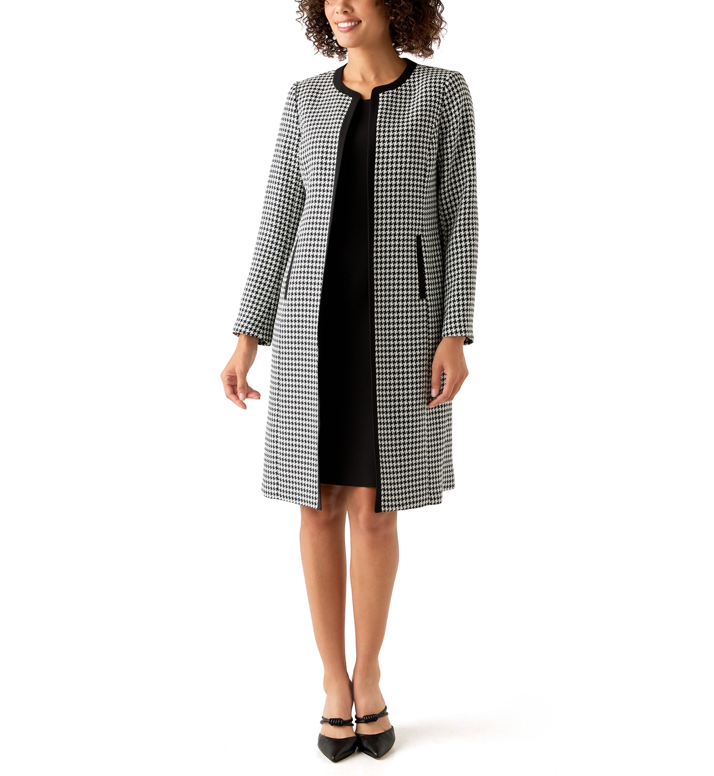 Houndstooth Topper with Framing & Sheath Dress