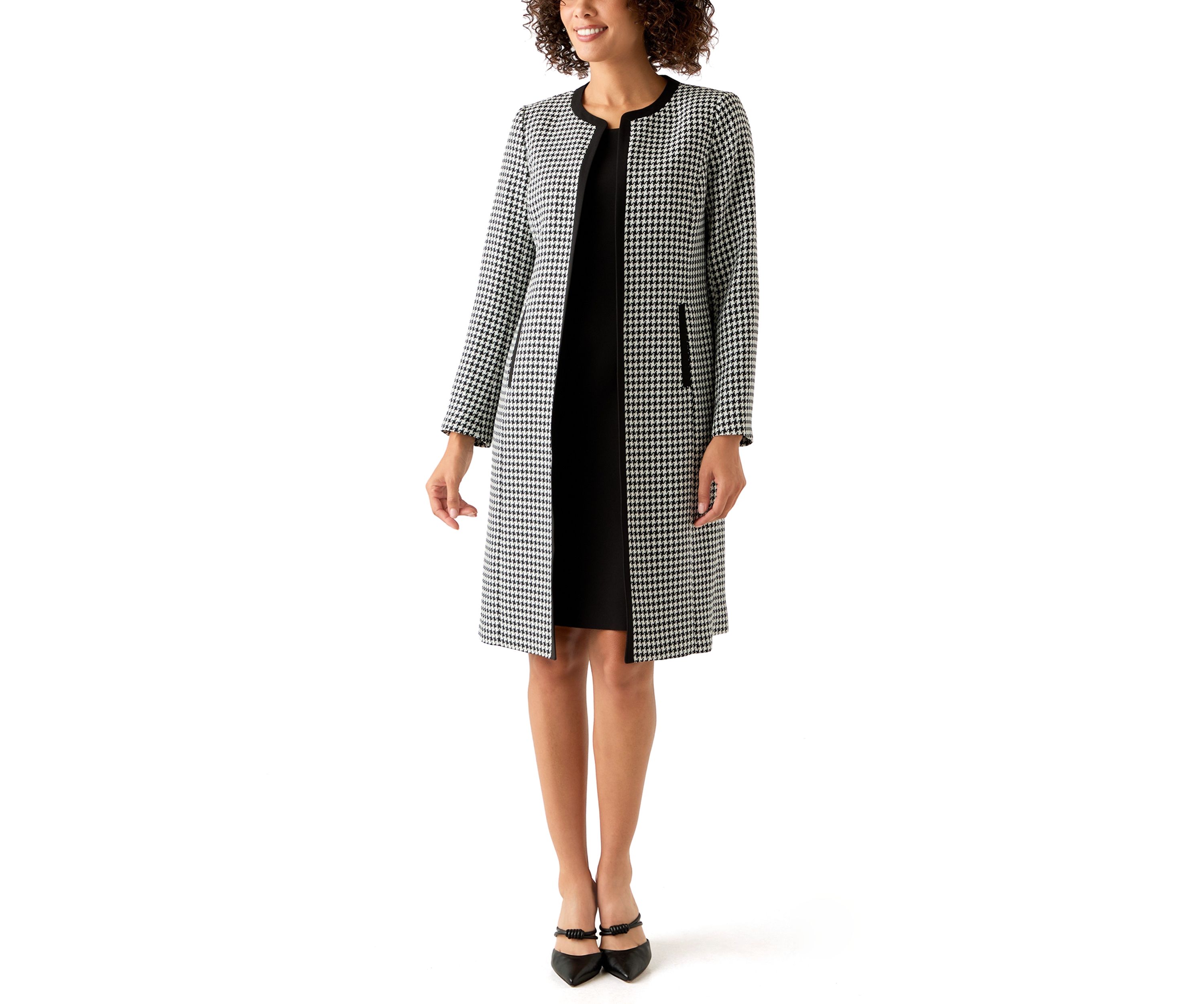 Houndstooth Topper with Framing & Sheath Dress