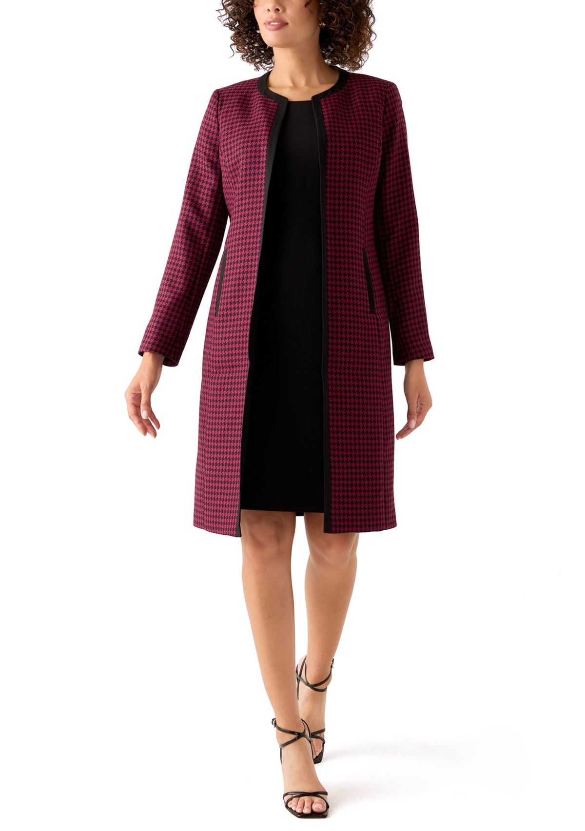 Houndstooth Topper with Framing & Sheath Dress