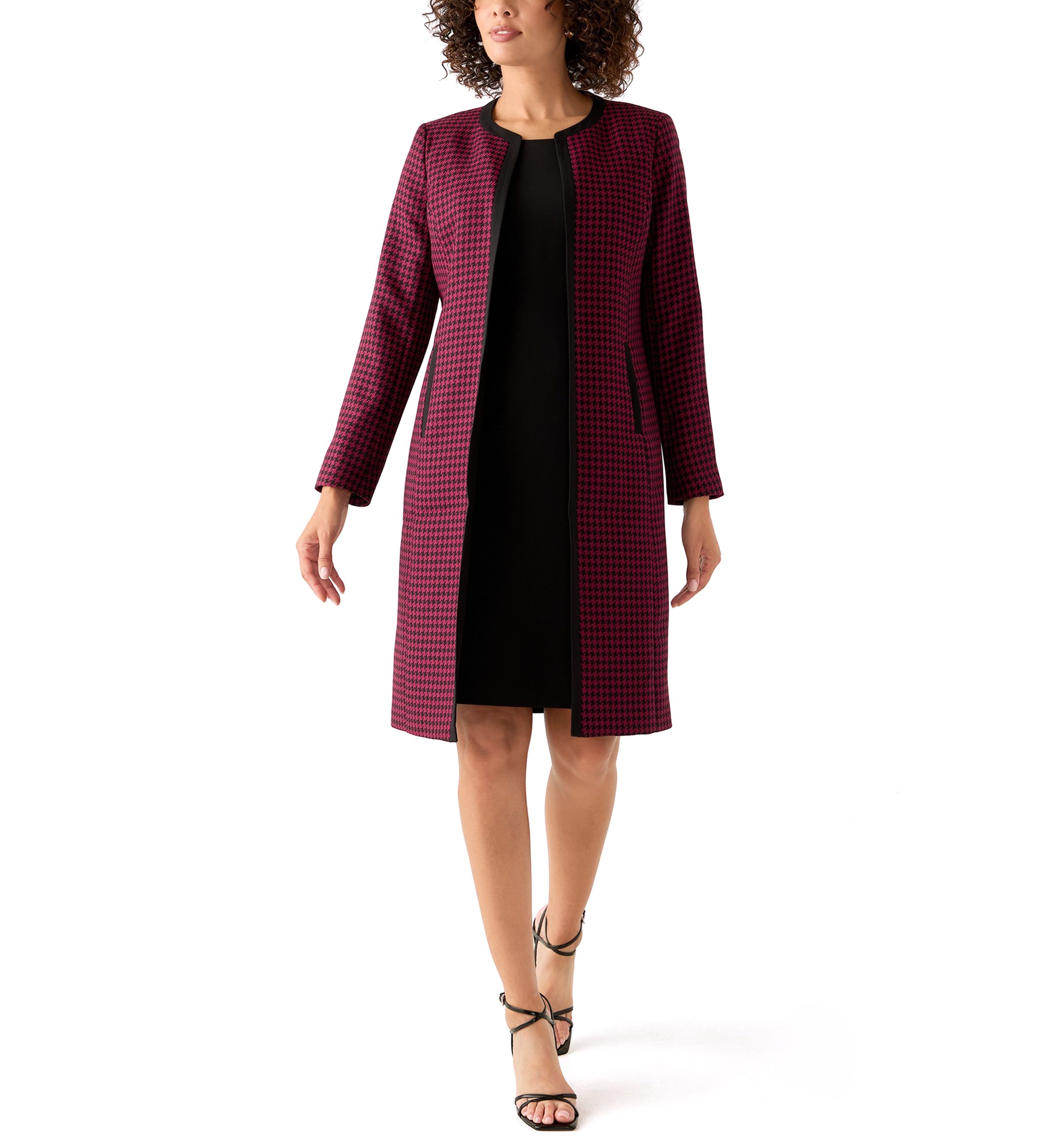 Houndstooth Topper with Framing & Sheath Dress