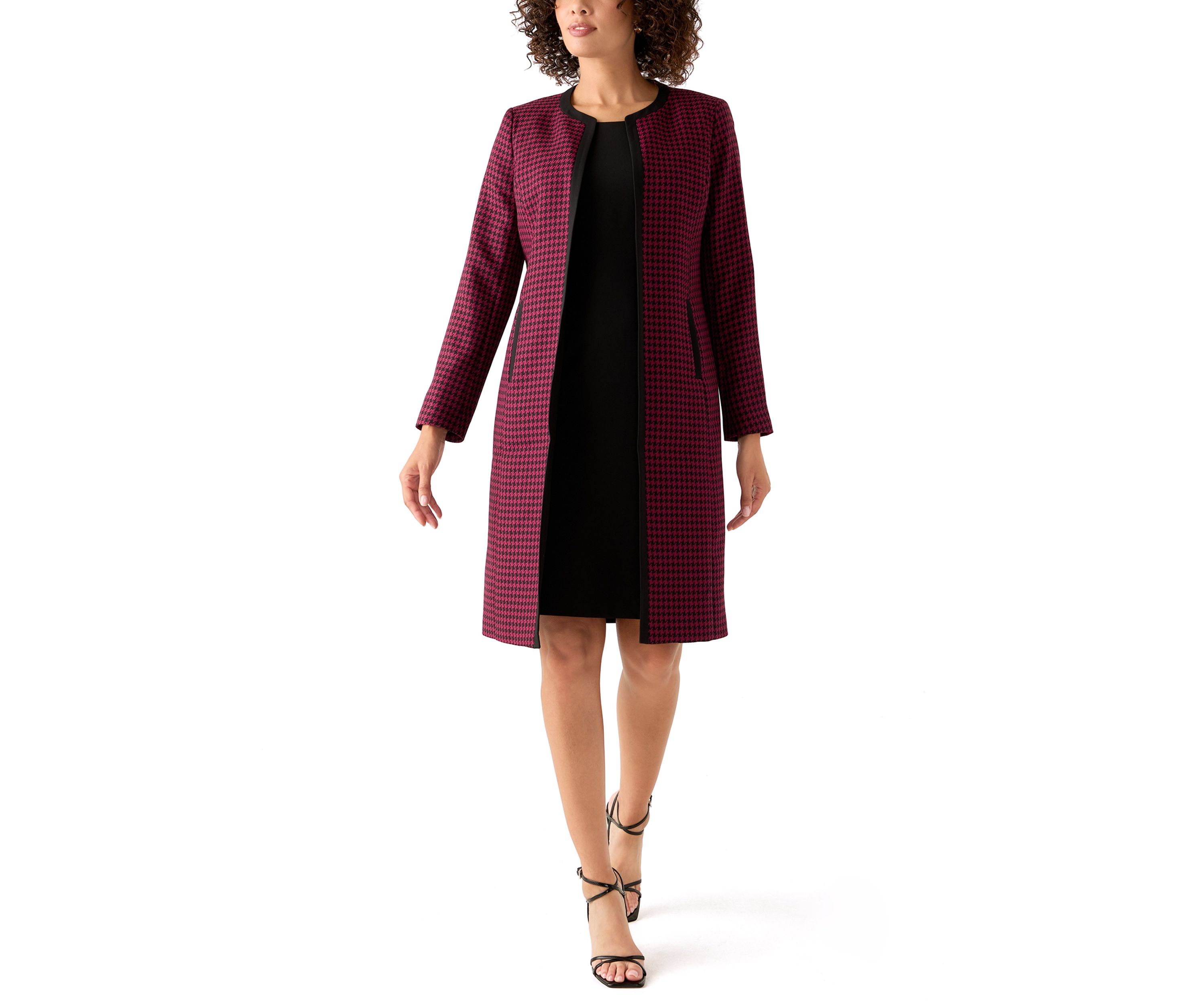 Houndstooth Topper with Framing & Sheath Dress