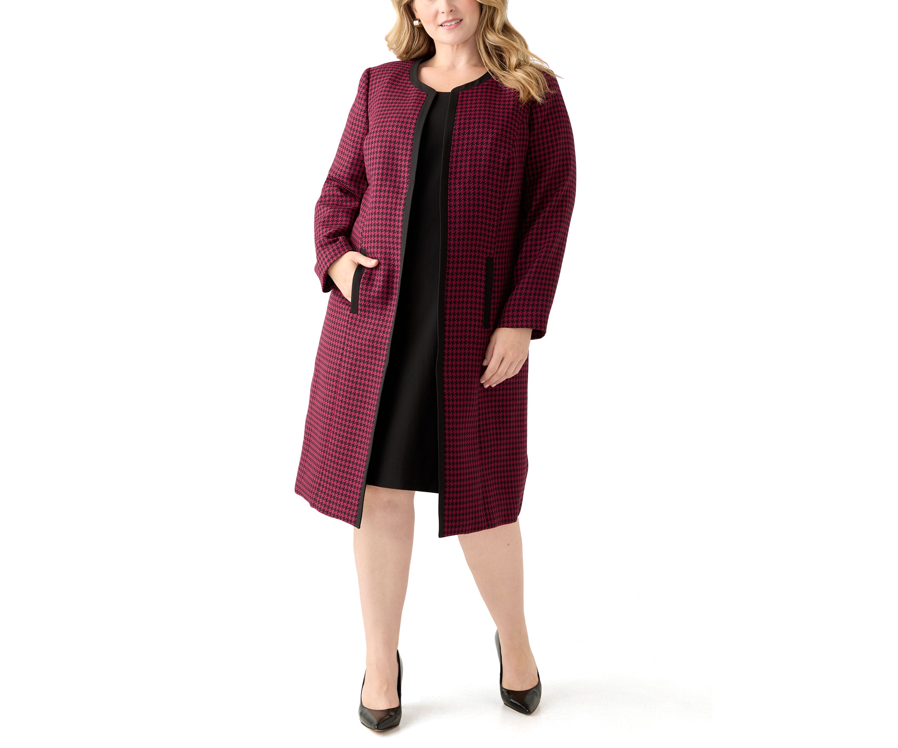 Houndstooth Topper with Framing & Sheath Dress
