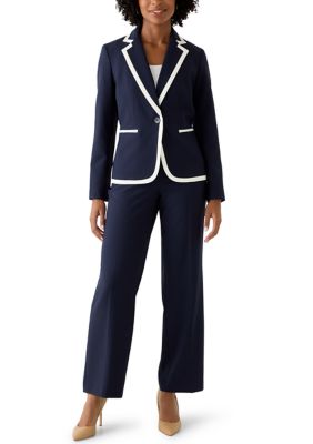 Le Suit Women's One Button Framed Jacket & Pull On Trouser, 8