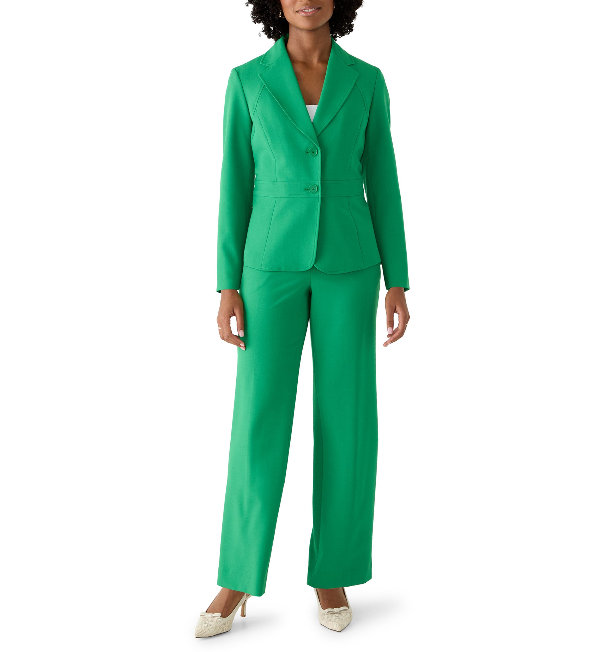 slim fit dress slacks StudioSuits- Women's Bottle Green Herringbone Tweed Suit main image 1