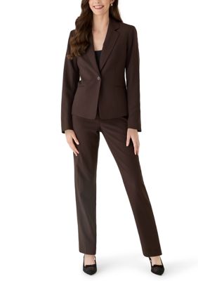 Le Suit Women's One Button Long Sleeve Jacket and Fly Front Slim Pant, 18