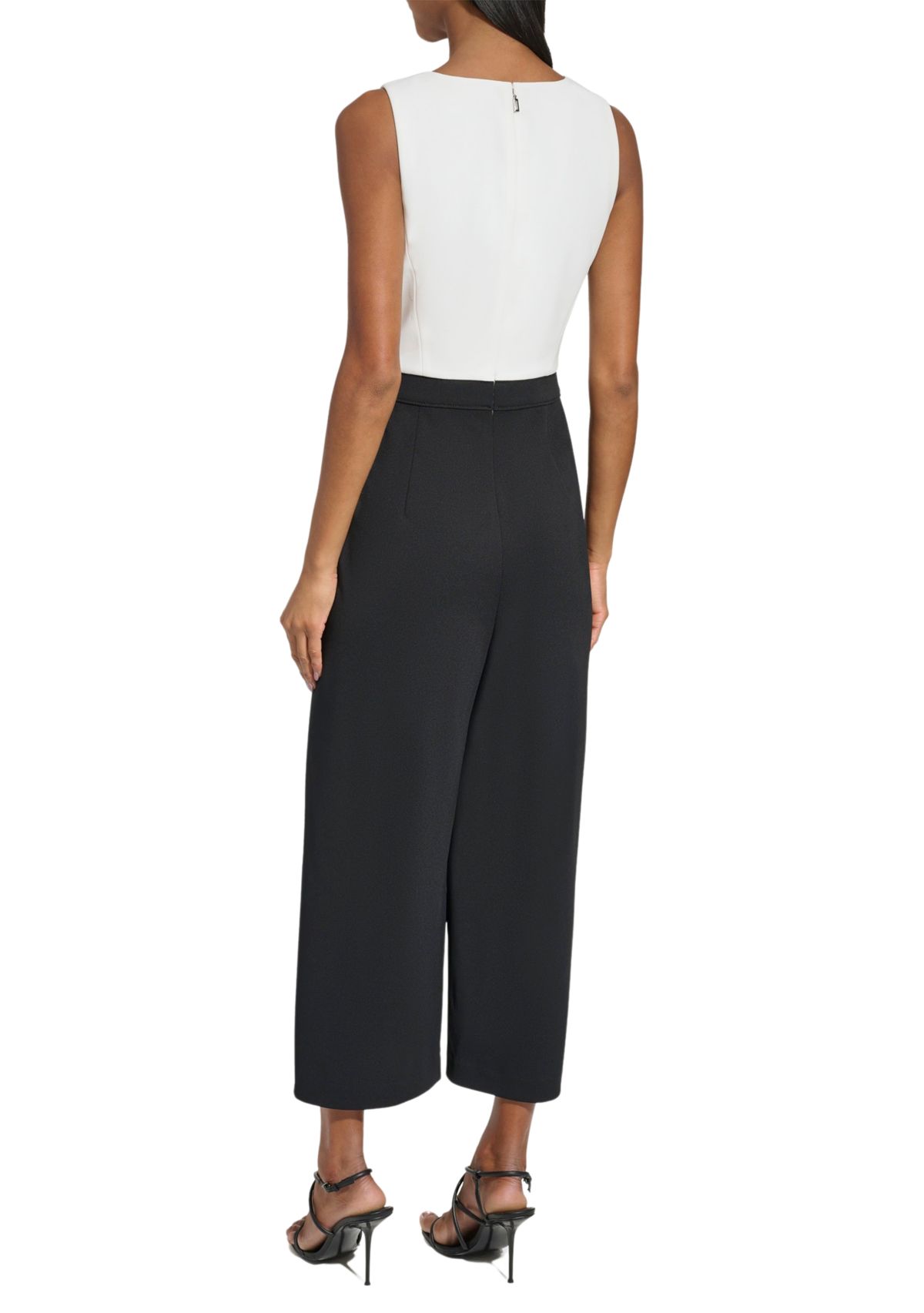 Womens Sleeveless V-Neck Color Block Jumpsuit