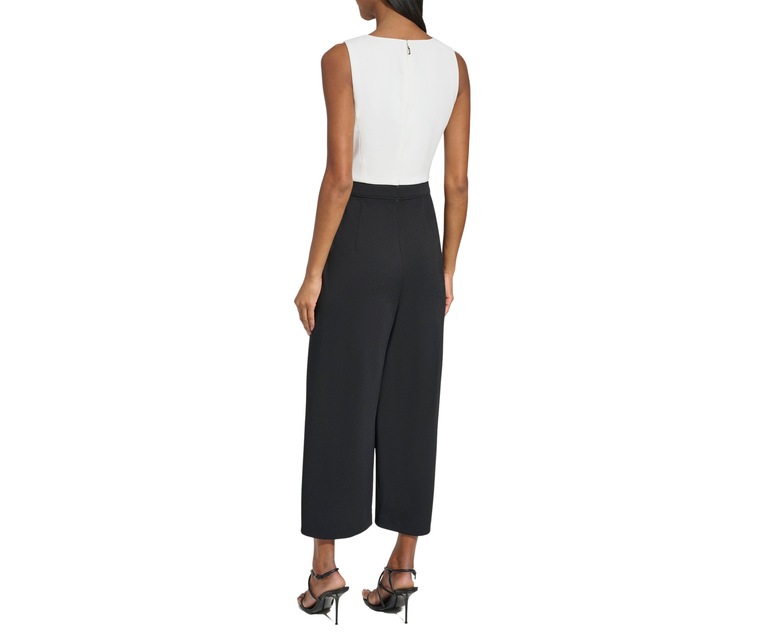 Womens Sleeveless V-Neck Color Block Jumpsuit