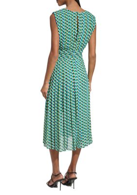 Women's Printed Pleated Midi Dress