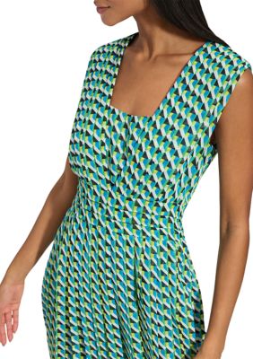 Women's Printed Pleated Midi Dress