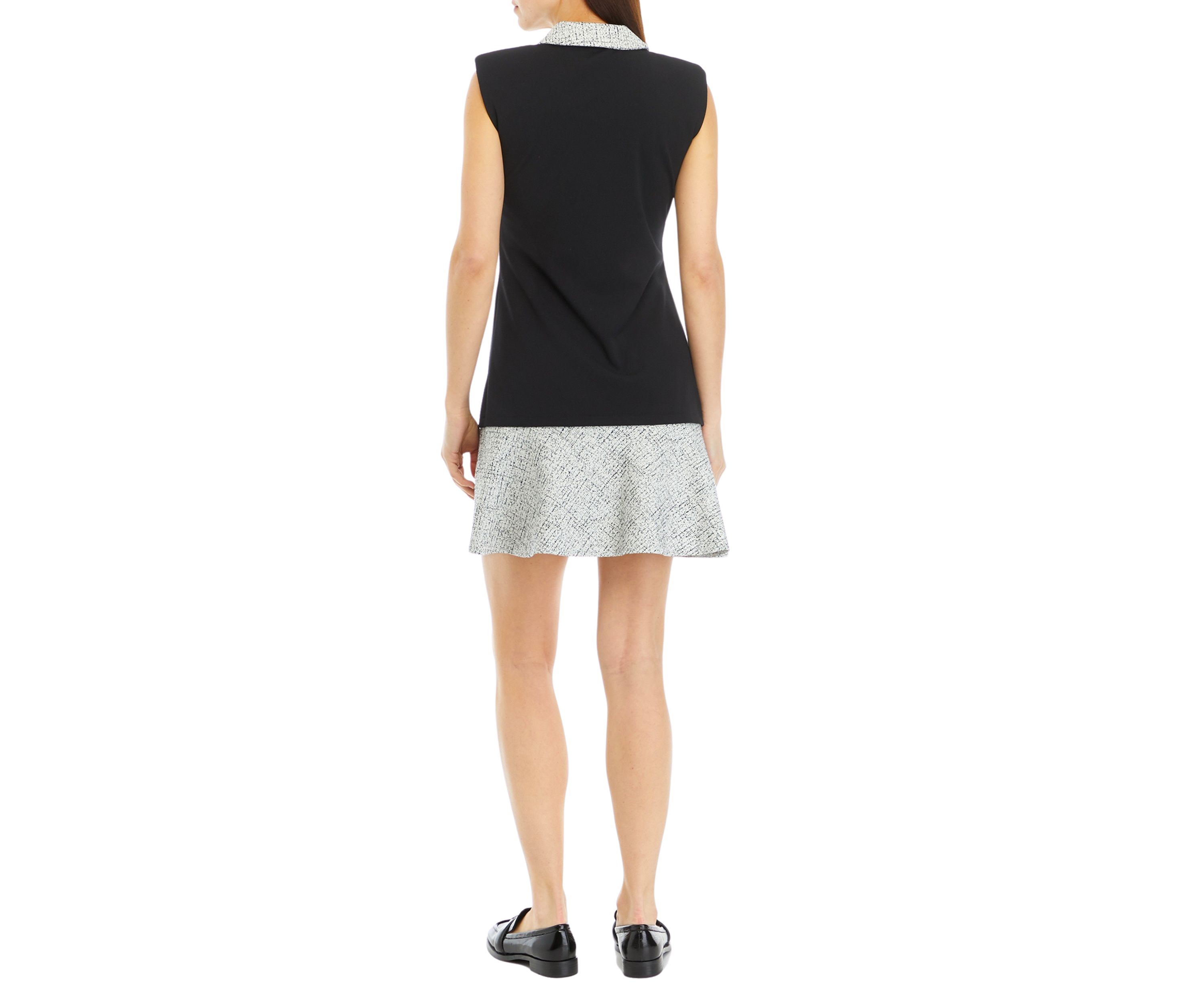 Womens Sleeveless Collar Solid Color Blocked Dress