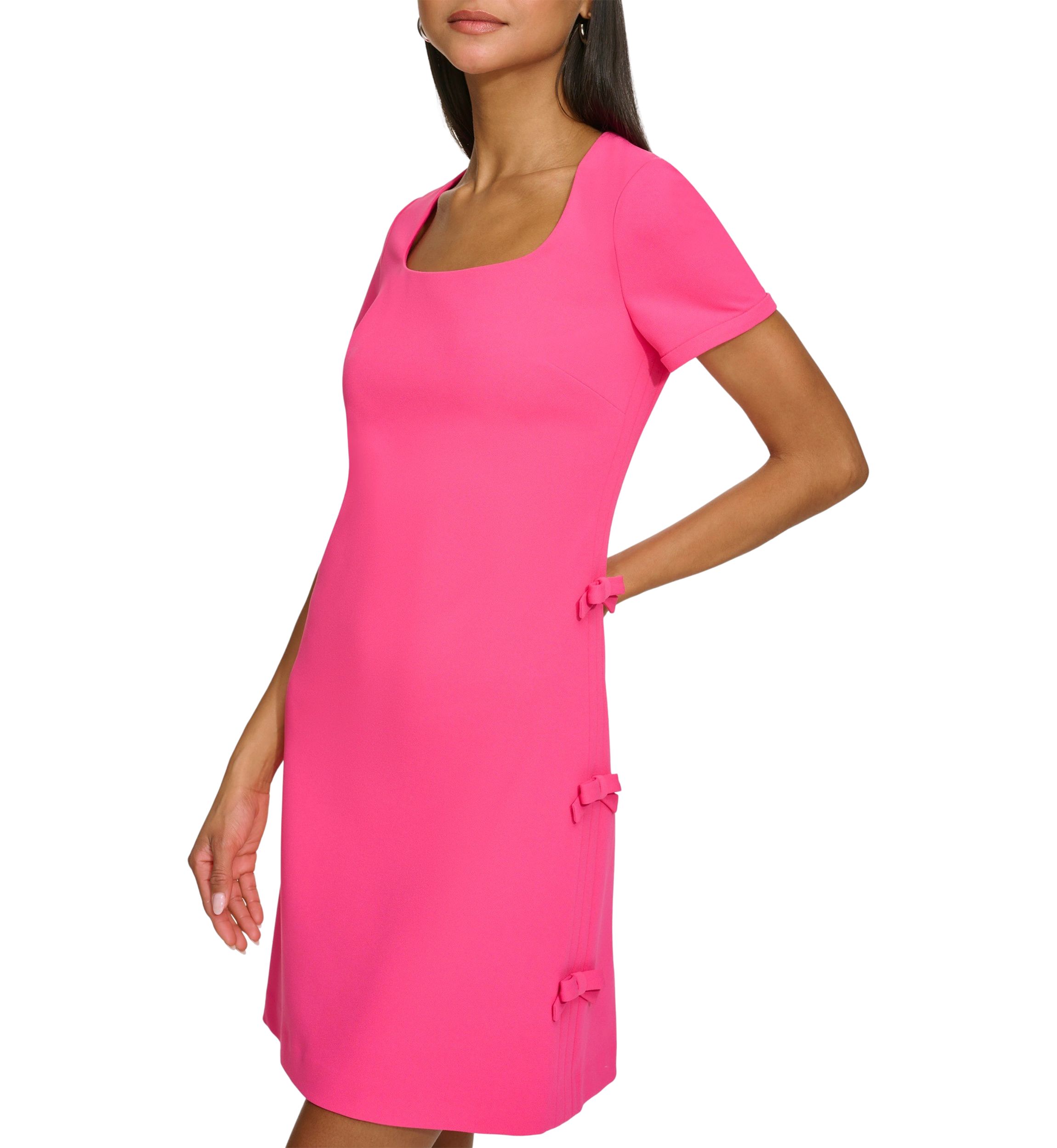 Womens Solid Square Neck Dress