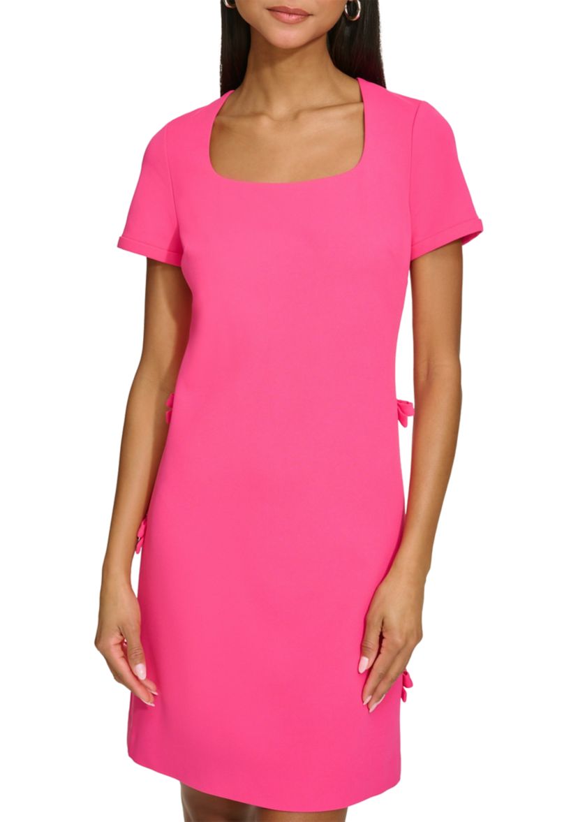Womens Solid Square Neck Dress