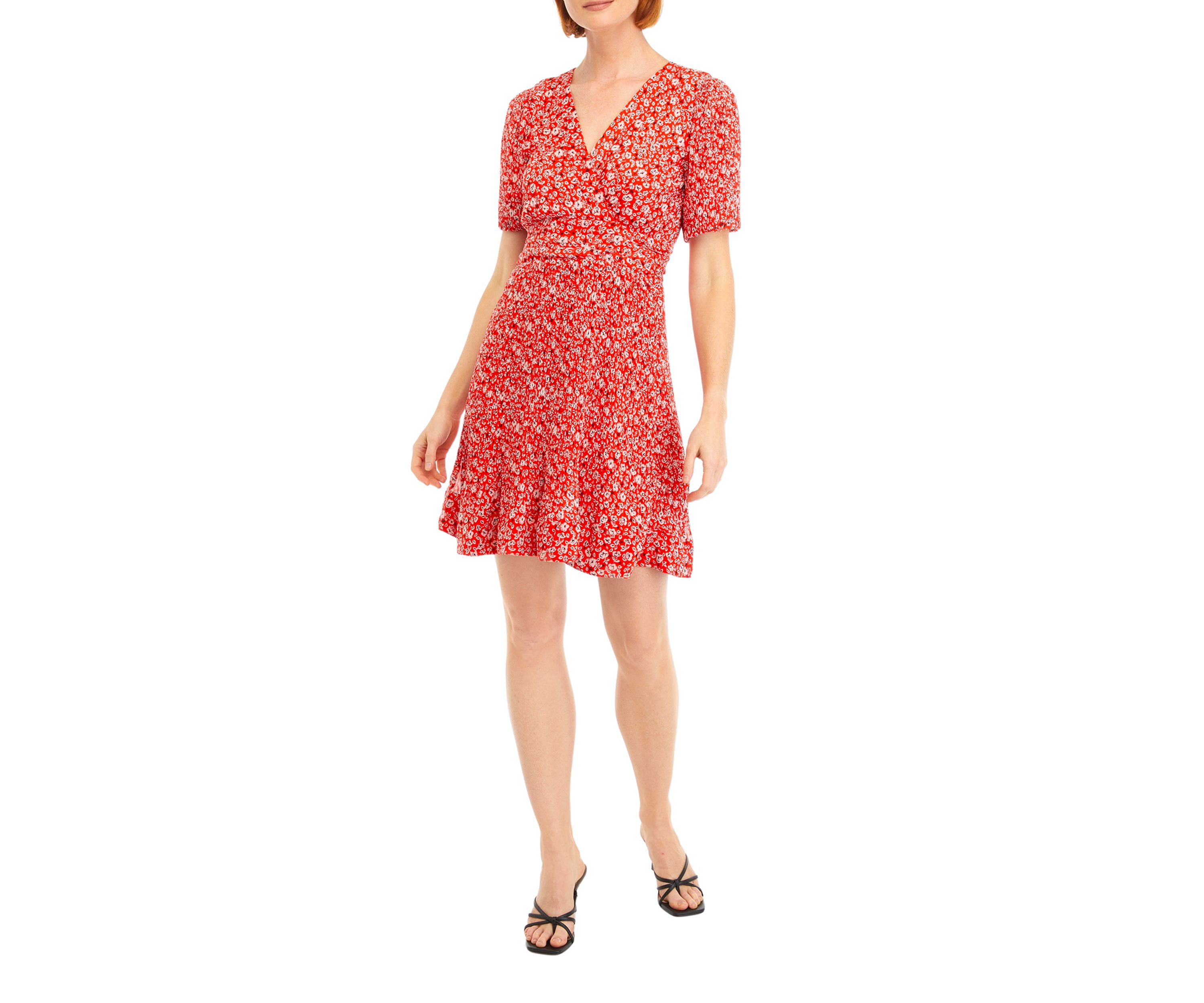 Womens Puff Sleeve Printed Dress