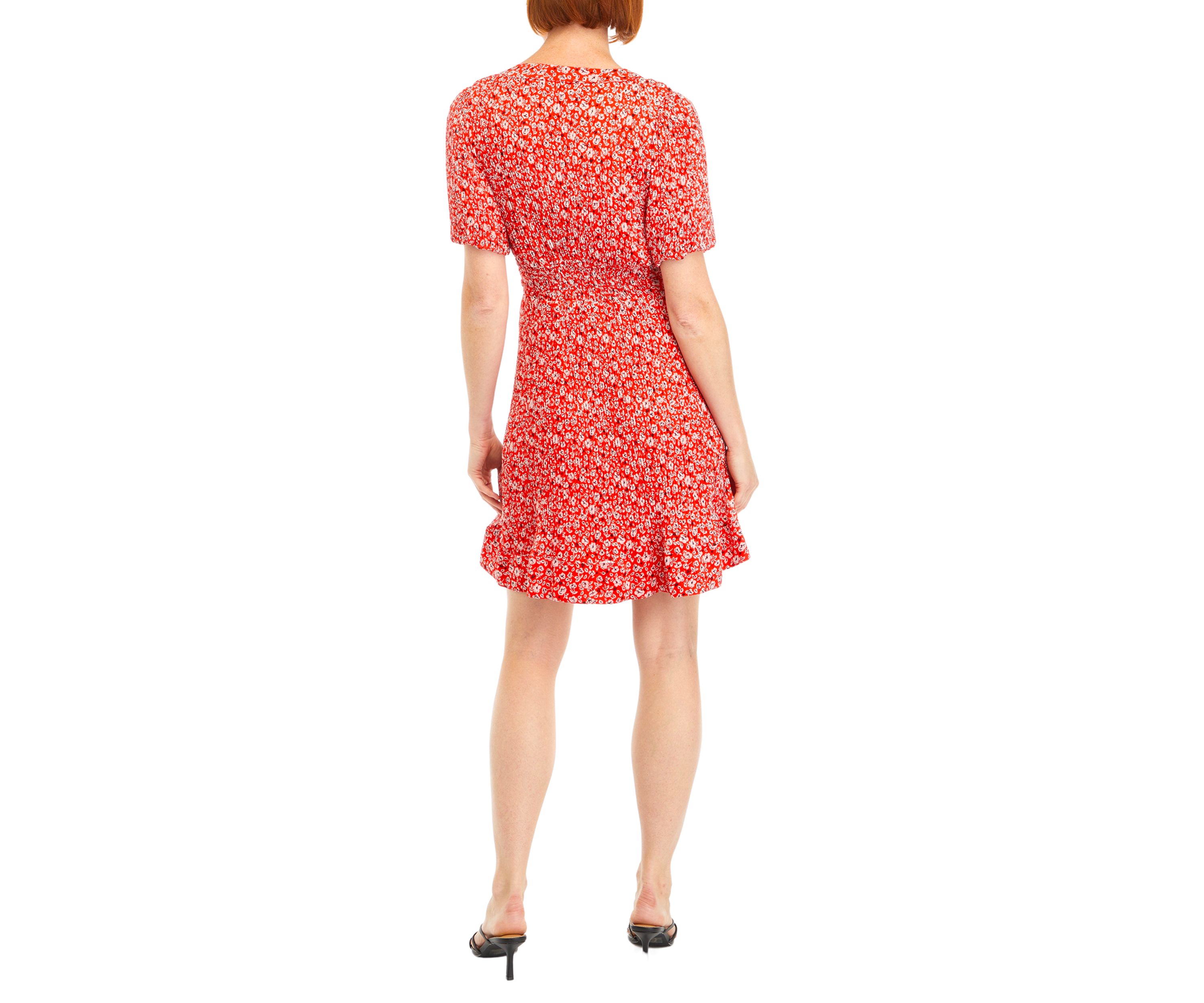 Womens Puff Sleeve Printed Dress