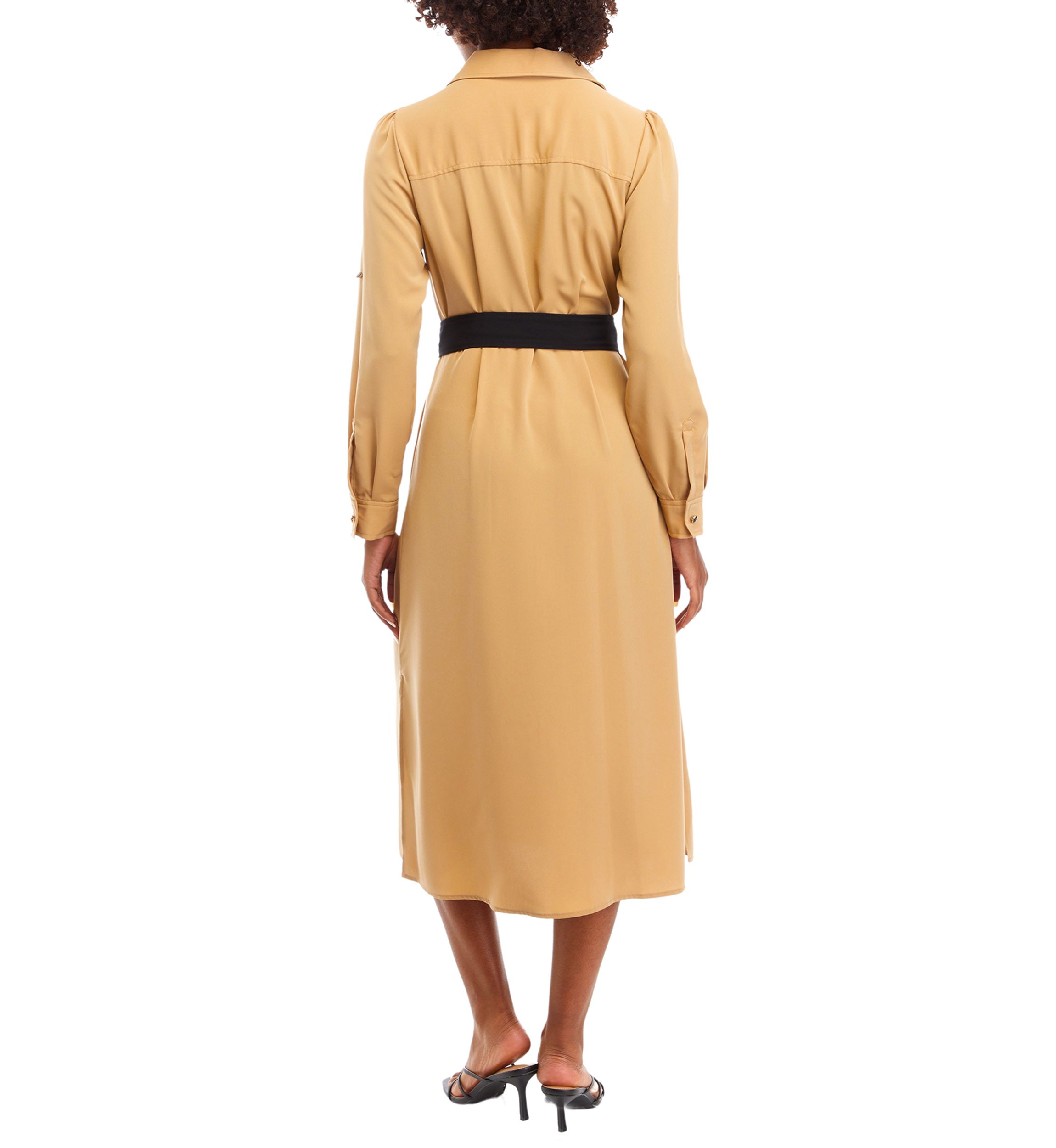 Womens Roll Tab Sleeve Shirtdress