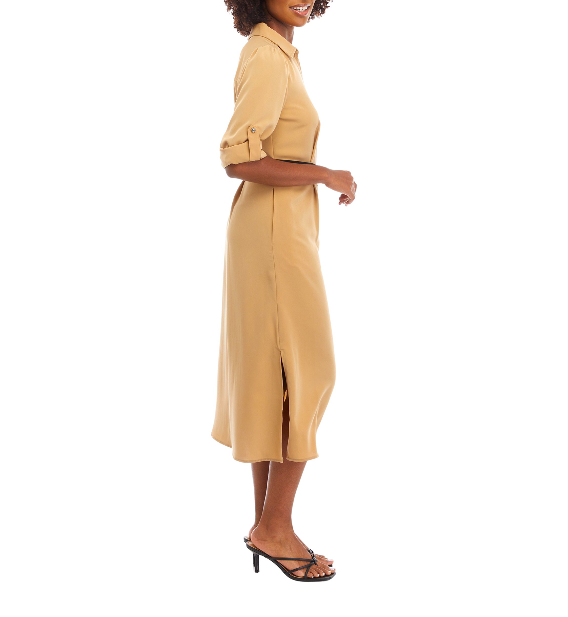 Womens Roll Tab Sleeve Shirtdress