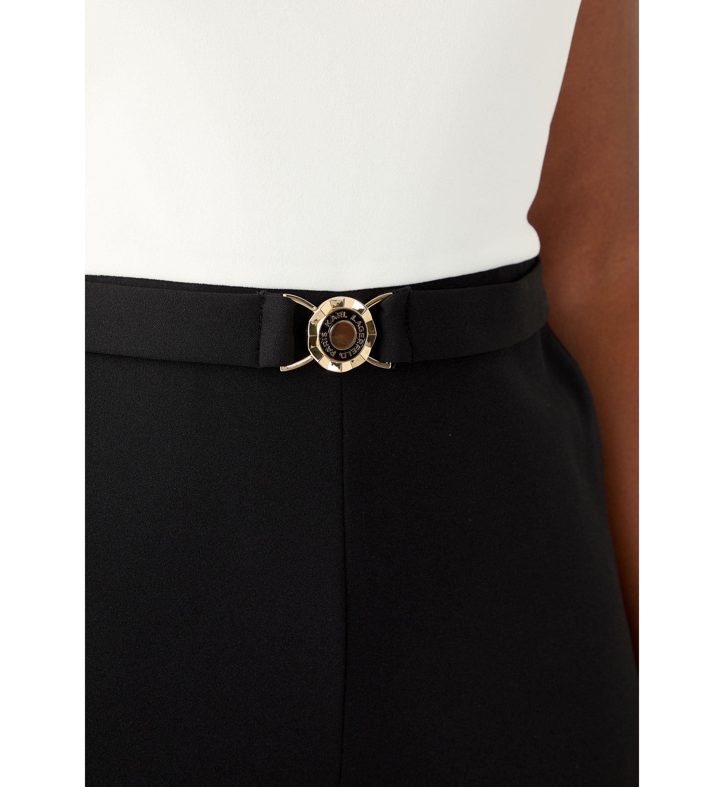 Womens Short Sleeve Square Neck Two Tone Belted Jumpsuit