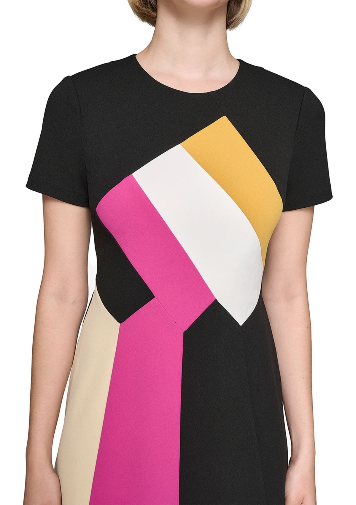 Womens Crew Neck Abstract Print Midi Dress