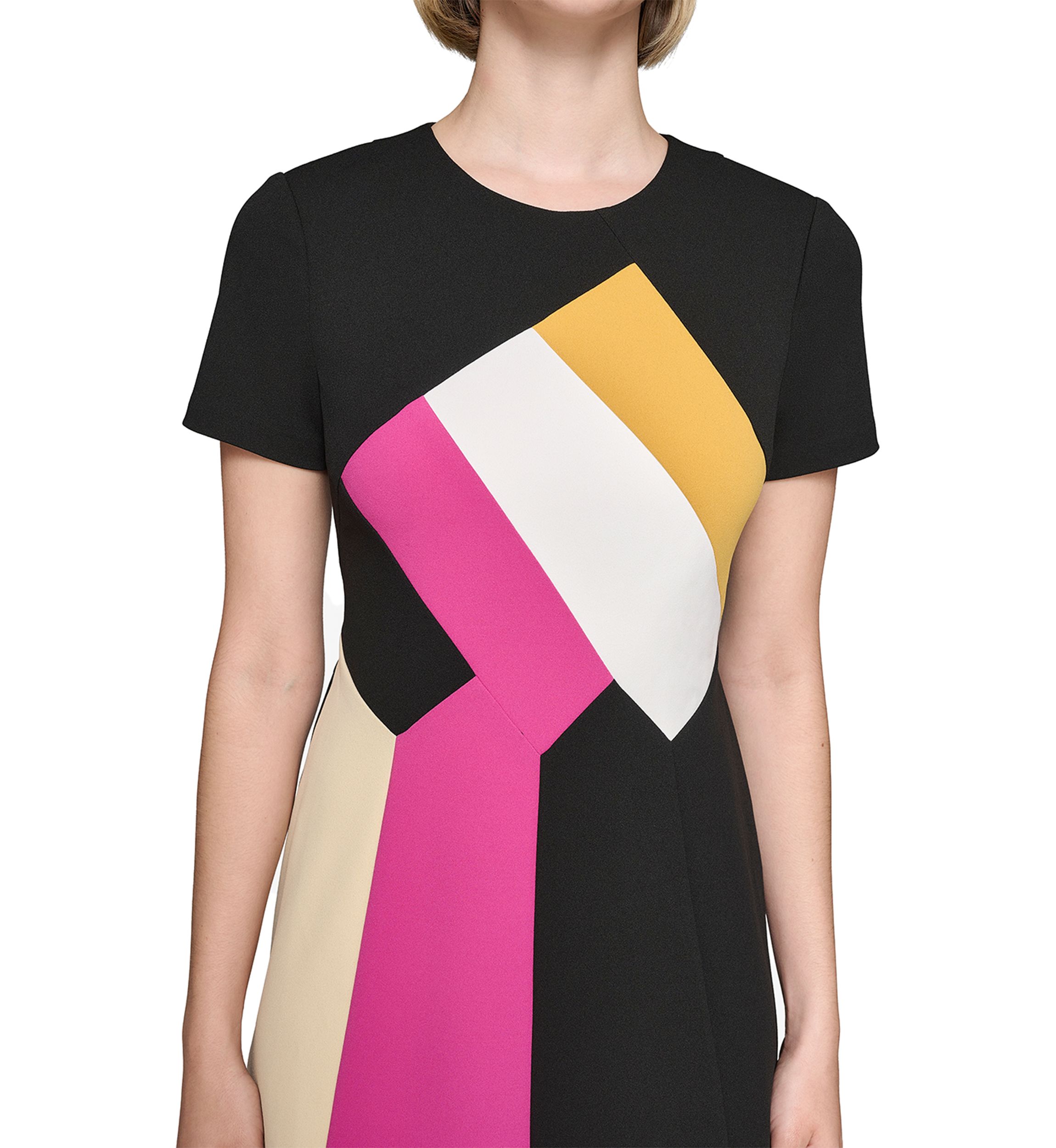 Womens Crew Neck Abstract Print Midi Dress