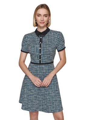 KARL LAGERFELD PARIS Women's Multi Boucle Knit Tweed A-Line