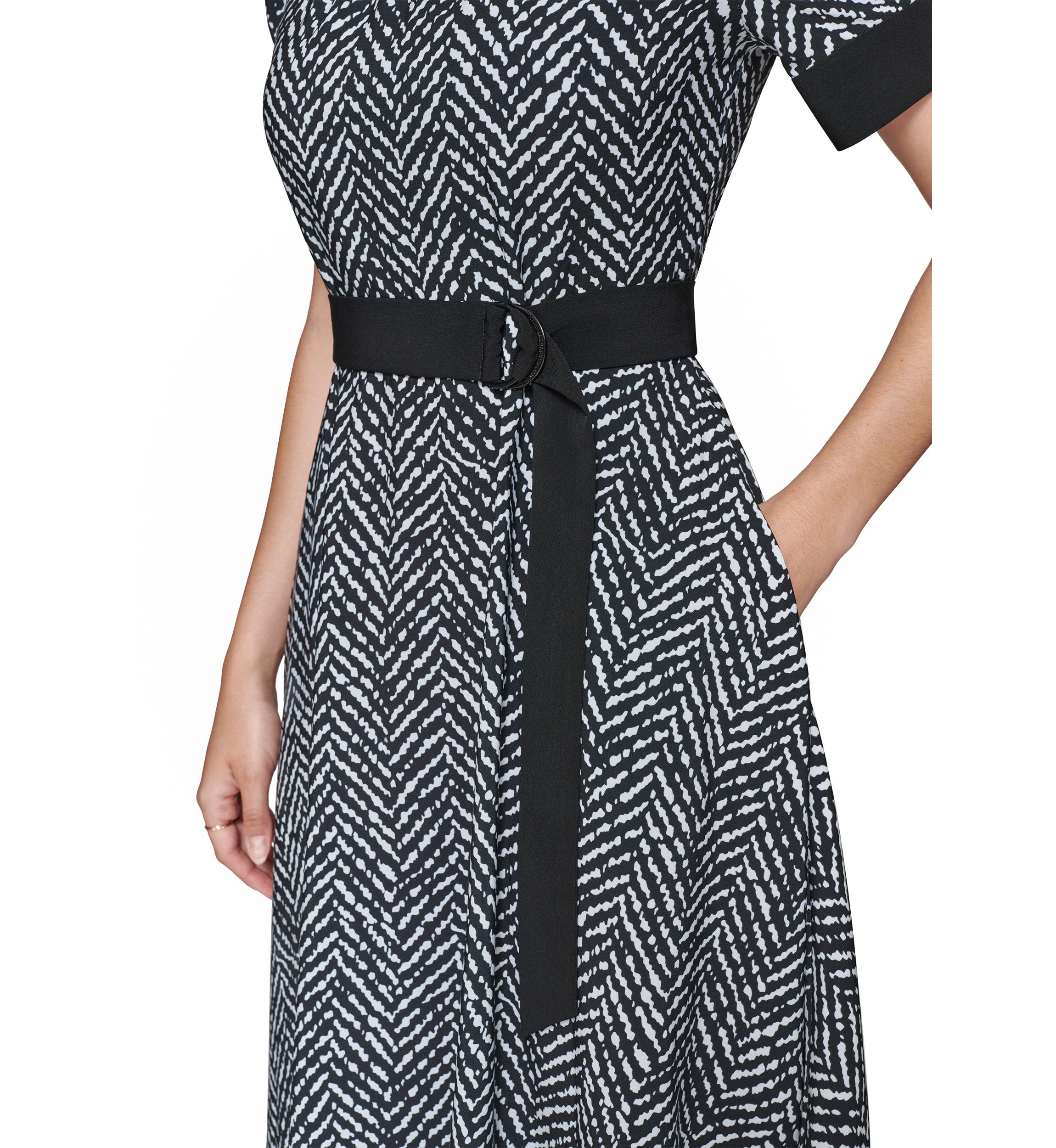 Womens Puff Sleeve Crew Neck Knit Fit and Flare Midi Dress