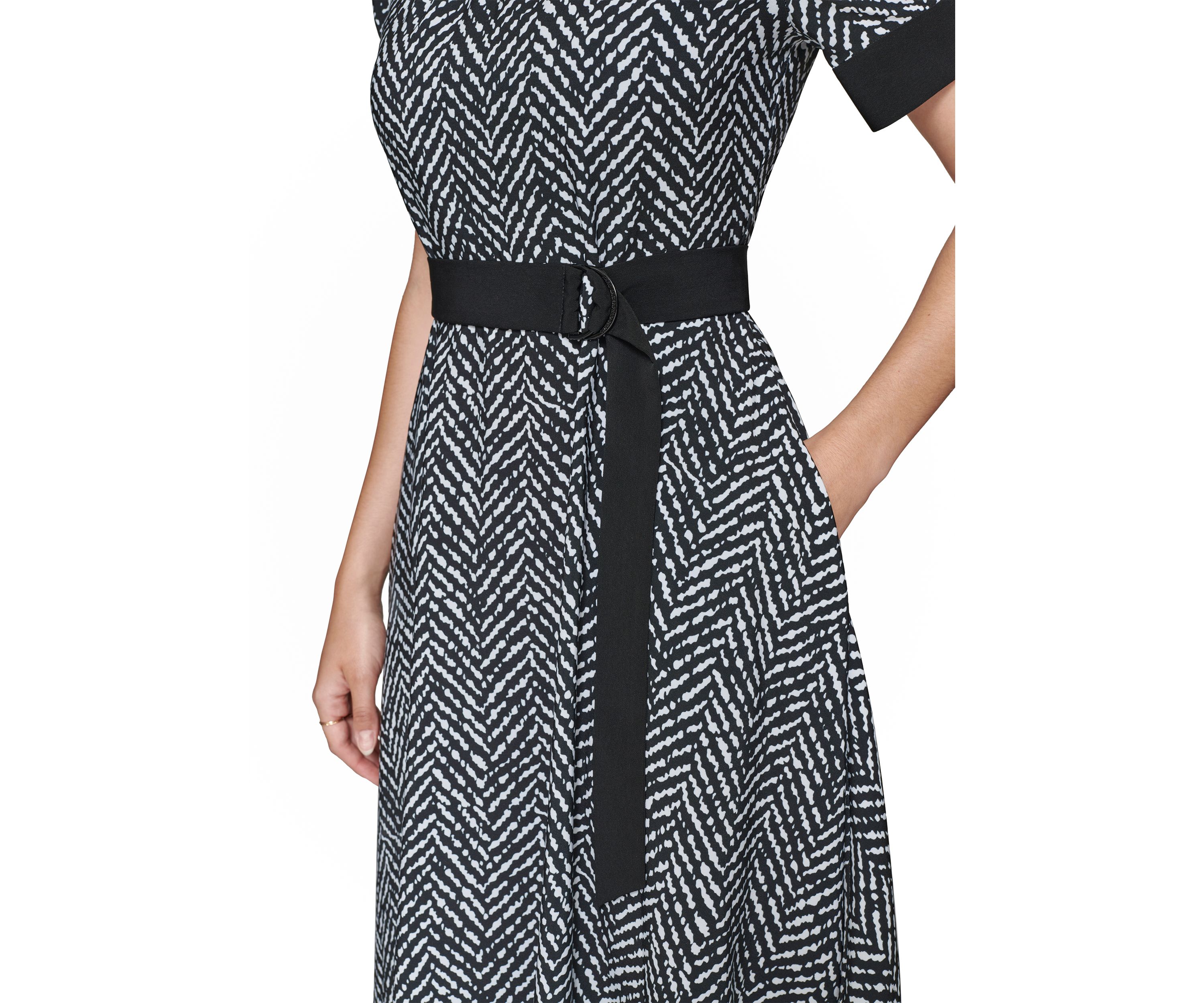 Womens Puff Sleeve Crew Neck Knit Fit and Flare Midi Dress