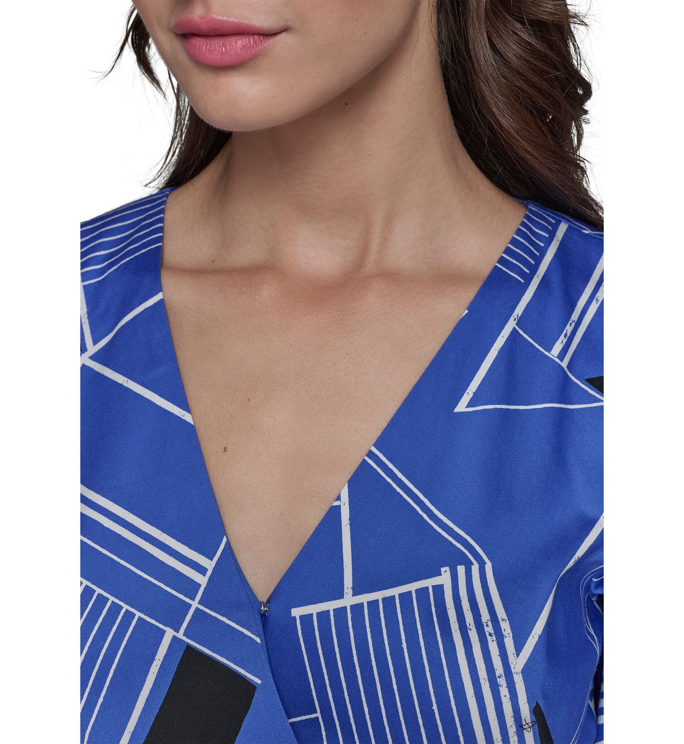 Womens Geometric Printed Sateen A-Line Dress