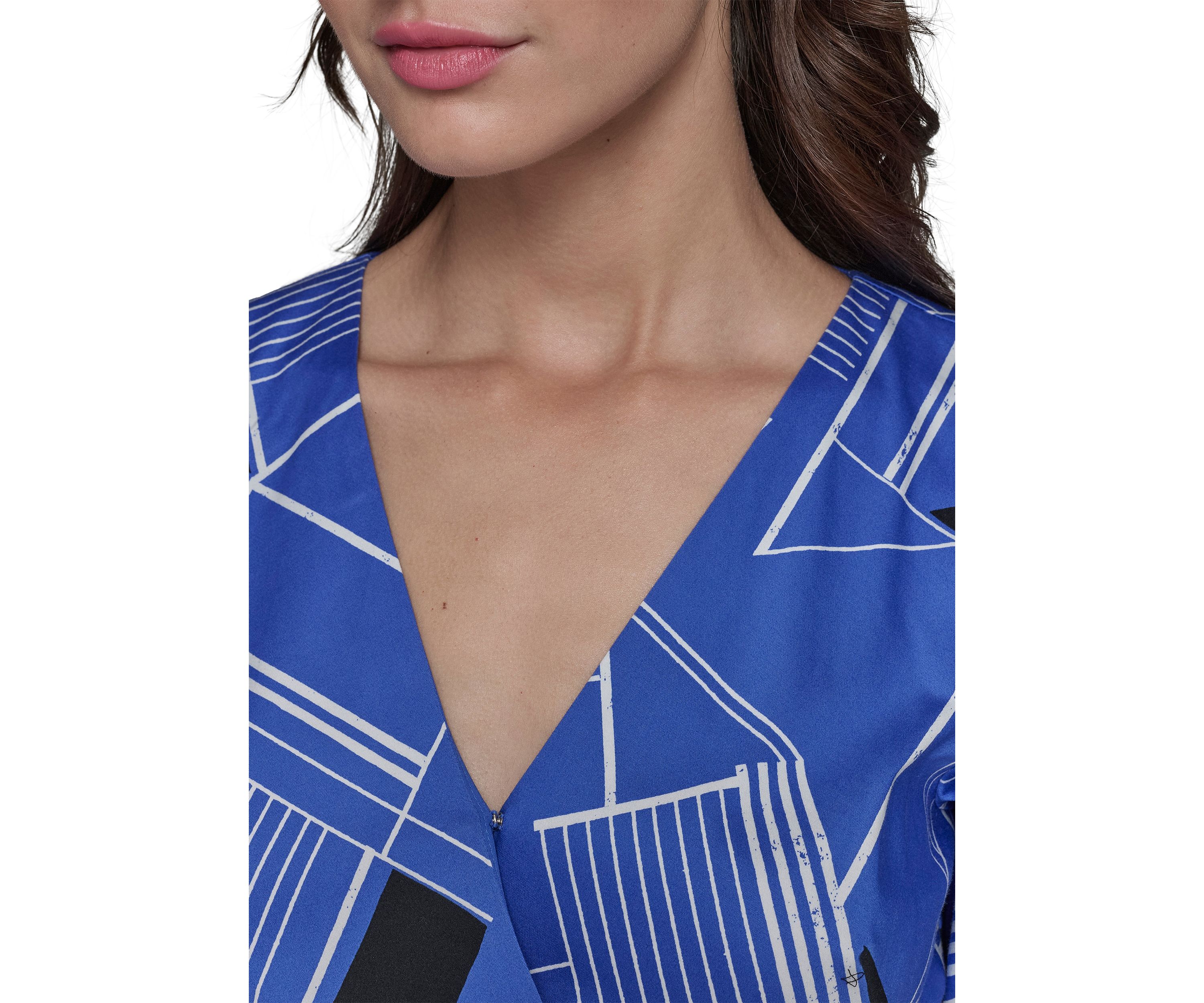 Womens Geometric Printed Sateen A-Line Dress