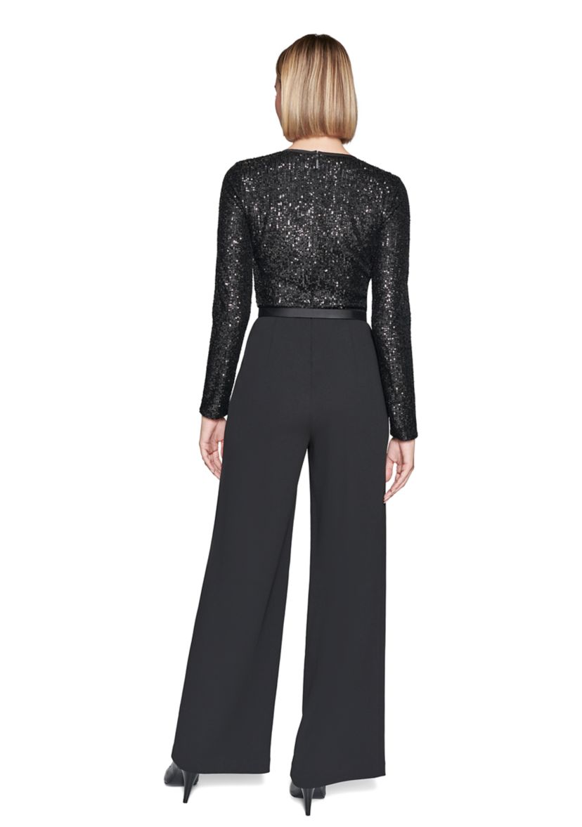 Womens Scuba Crepe and Sequin Jumpsuit