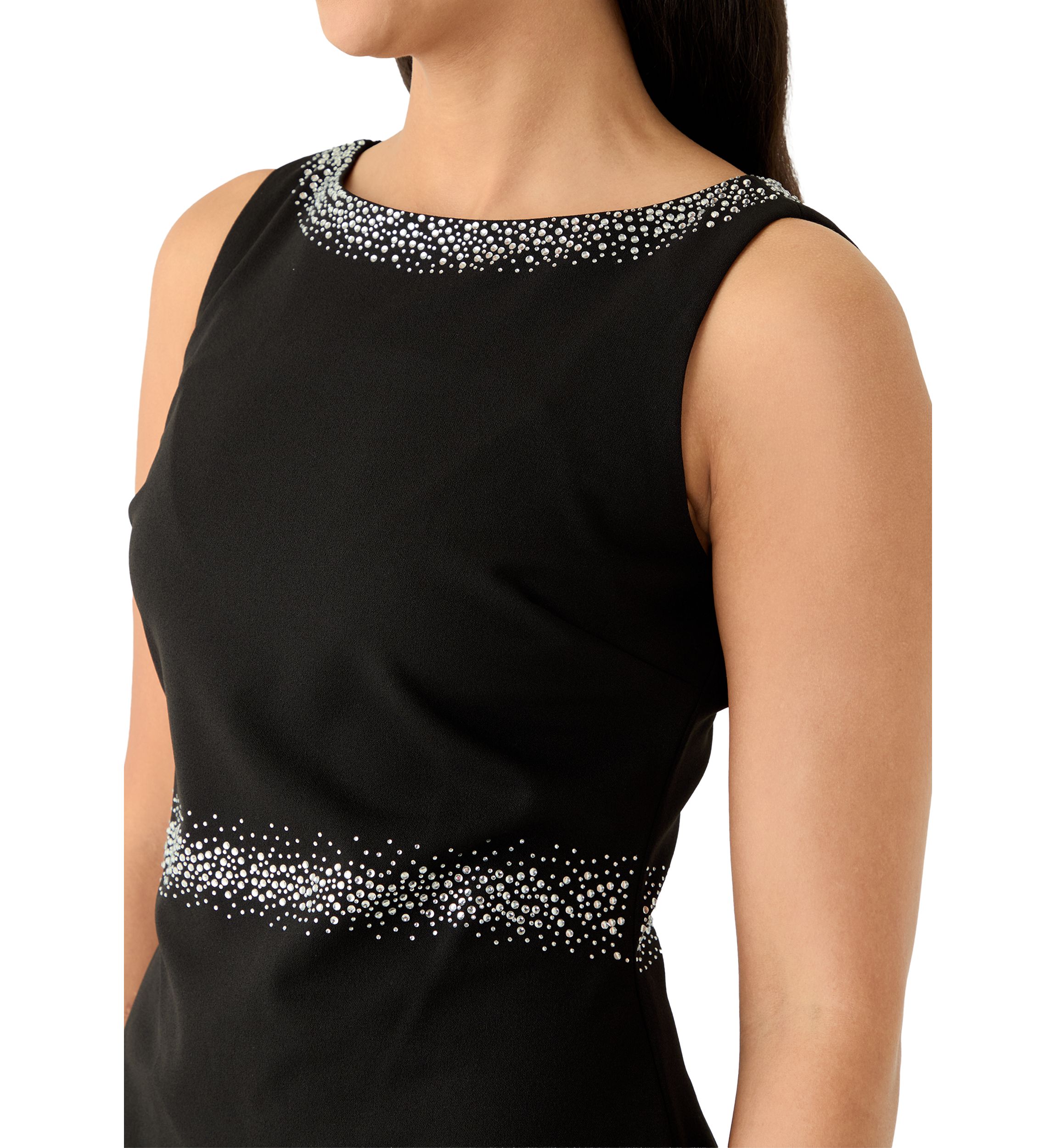Womens Scuba Crepe Sheath with Flounce Hem