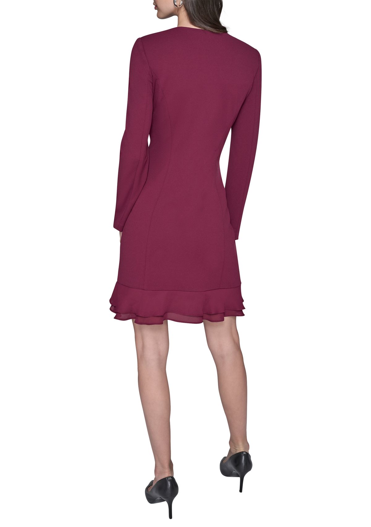 Womens Double Breasted Jacket Dress with Flounce Hem 