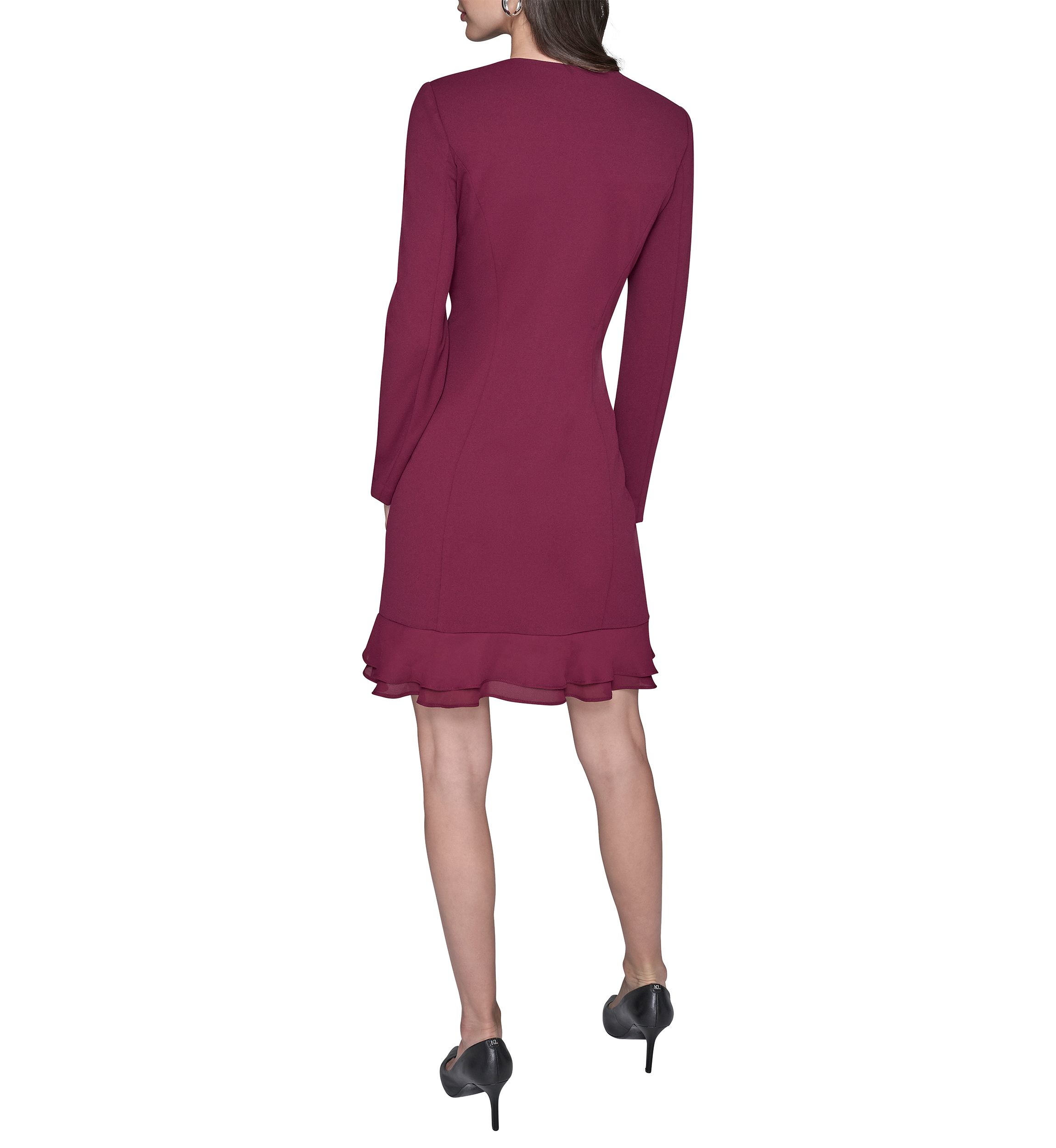Womens Double Breasted Jacket Dress with Flounce Hem 