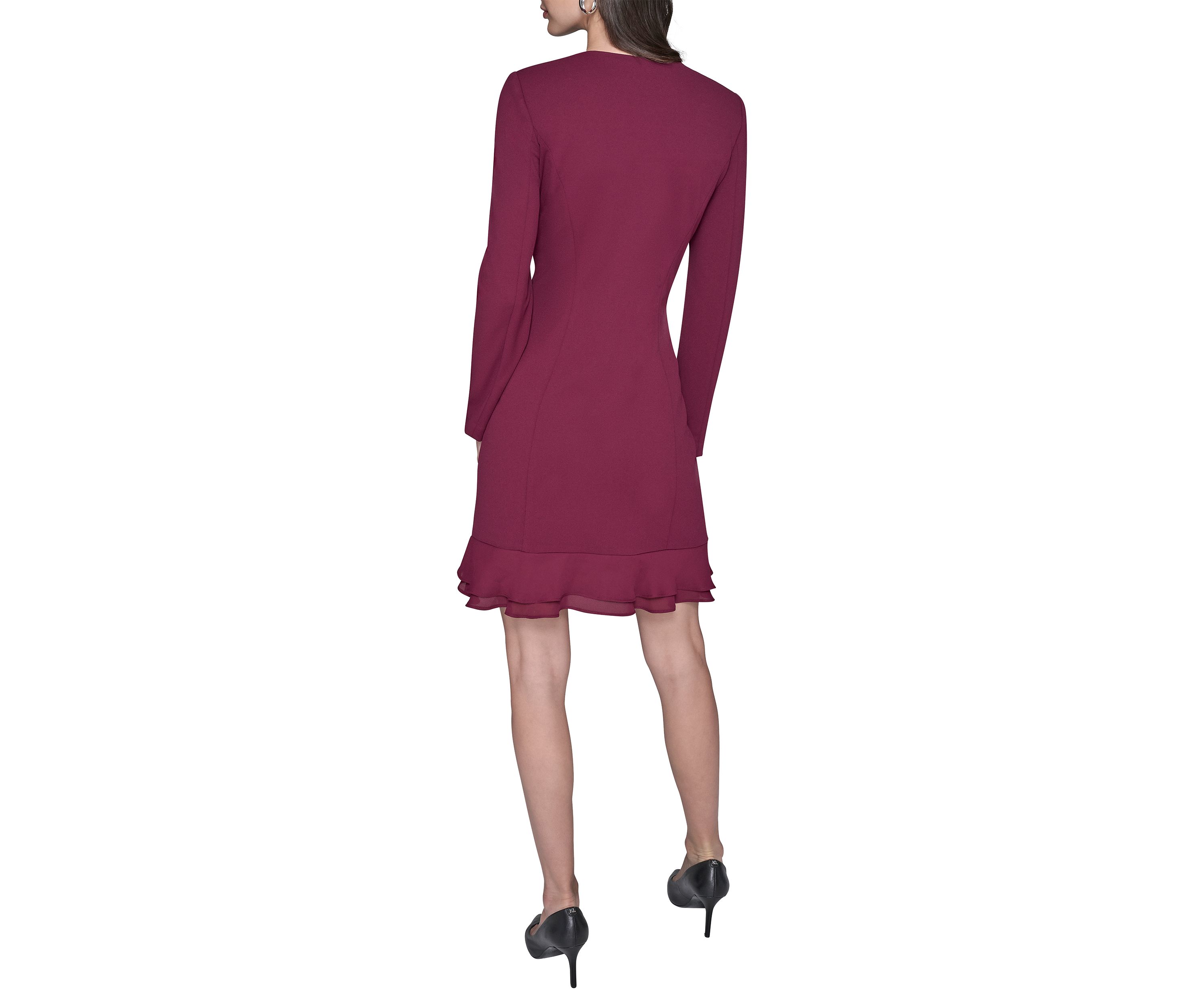 Womens Double Breasted Jacket Dress with Flounce Hem 