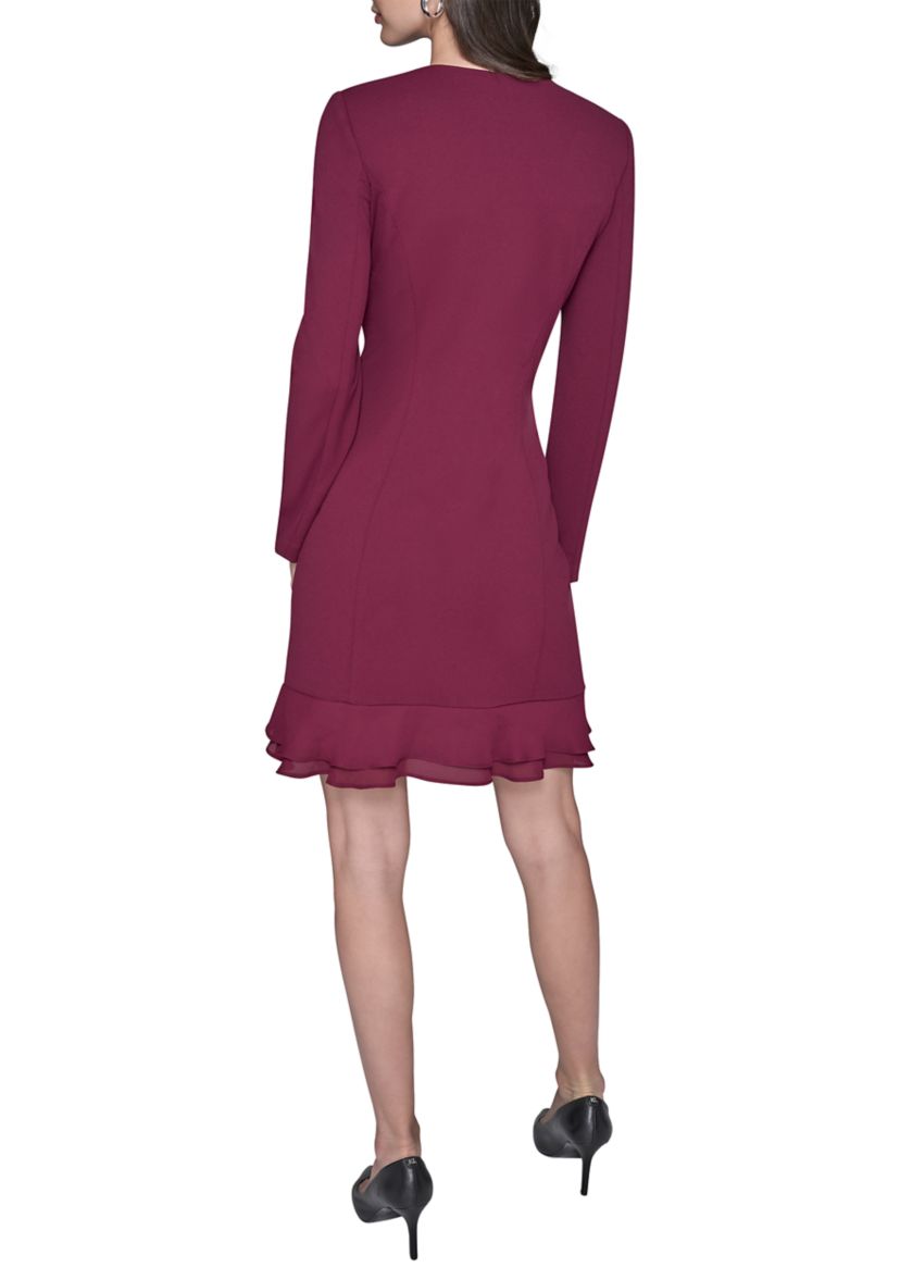 Womens Double Breasted Jacket Dress with Flounce Hem 
