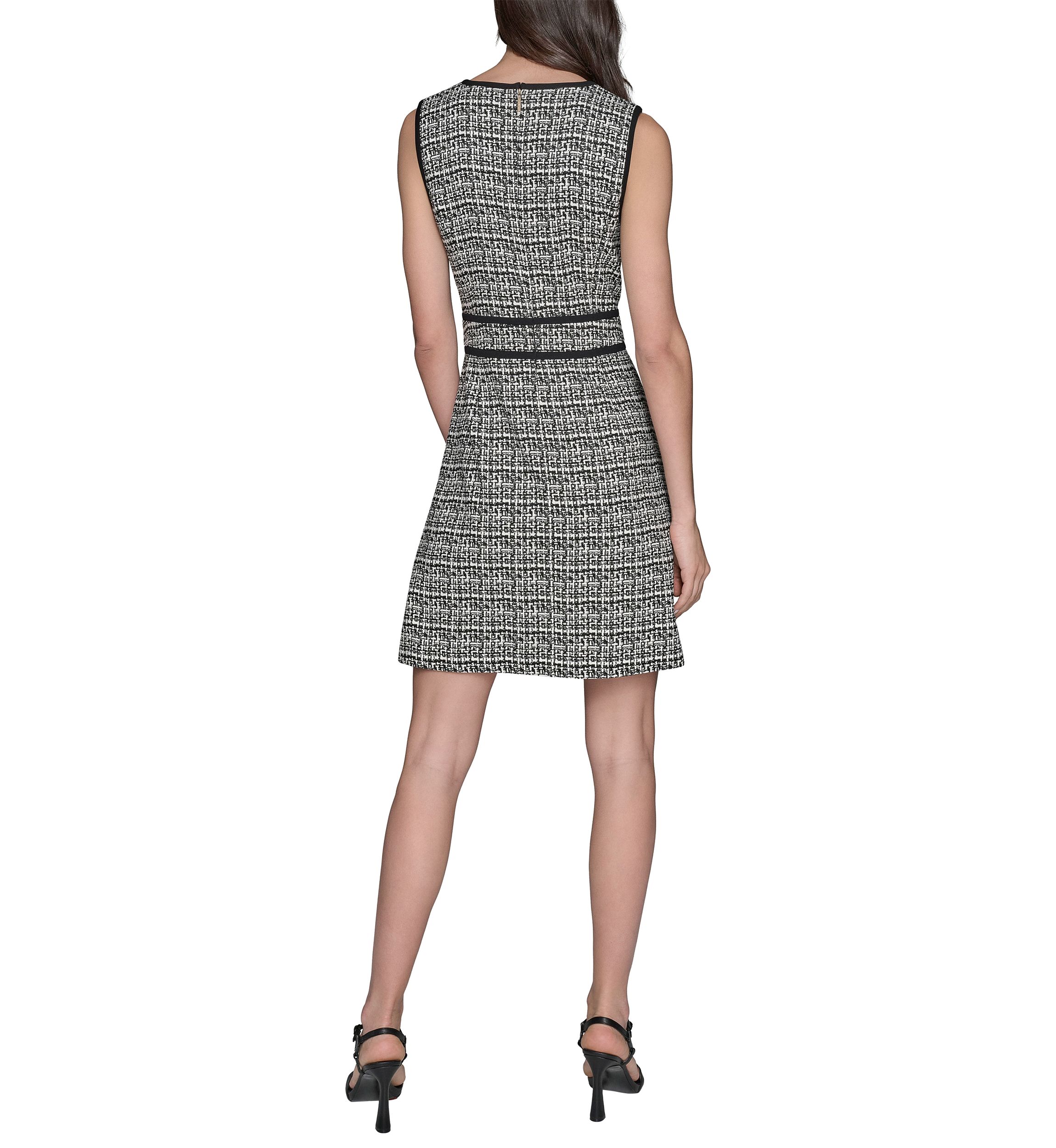 Womens Textured Jacquard A-Line Dress