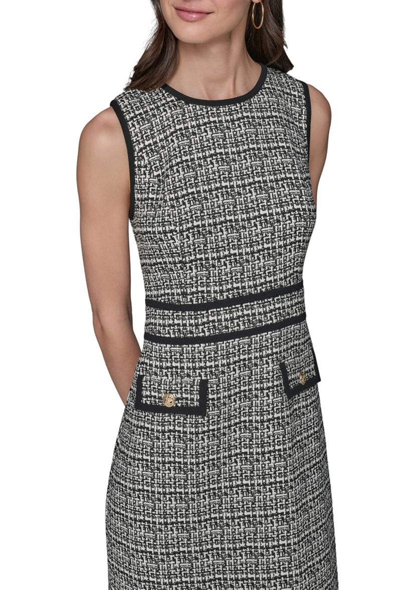 Womens Textured Jacquard A-Line Dress