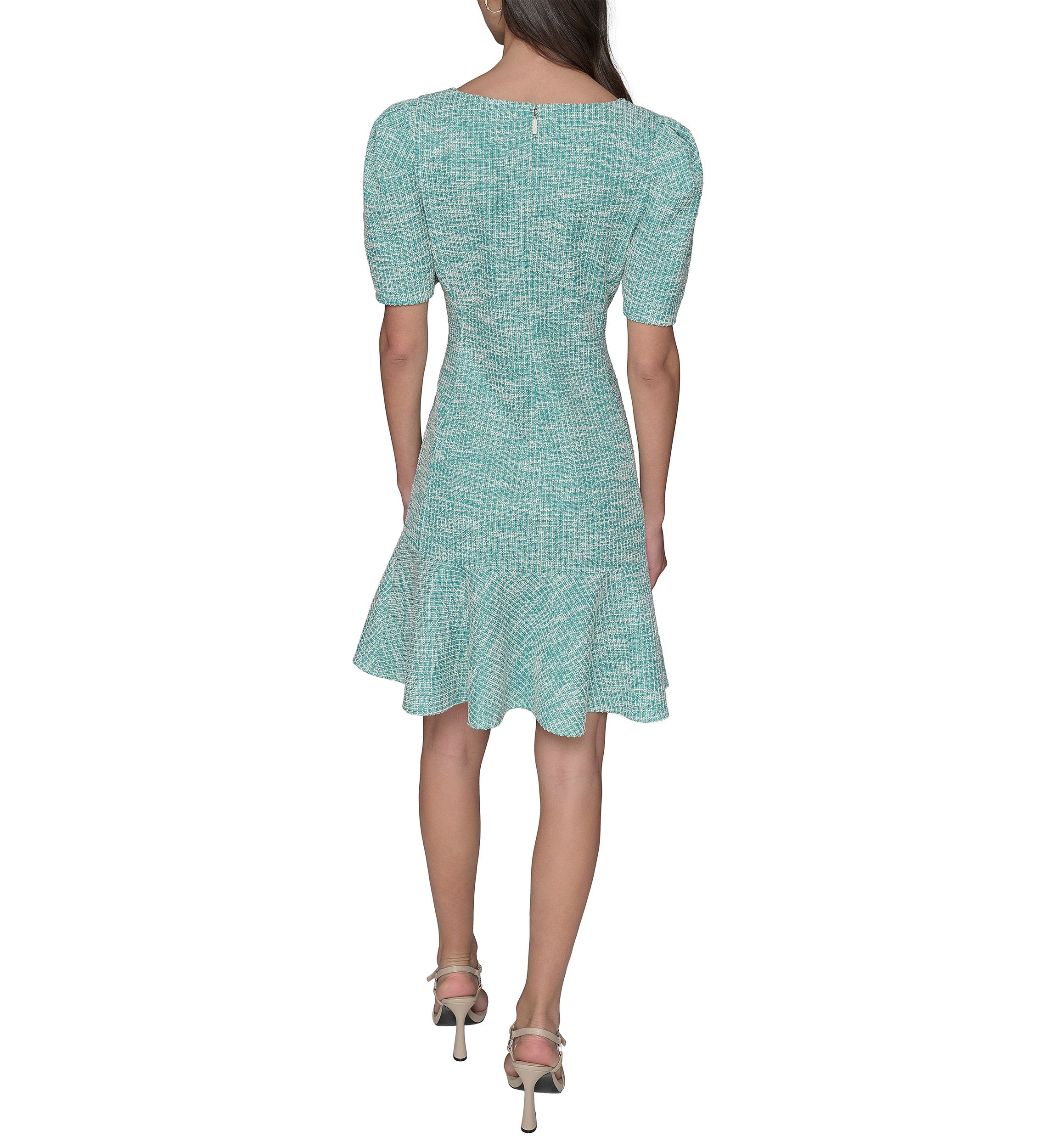 Womens Solid Tweed Sheath Dress