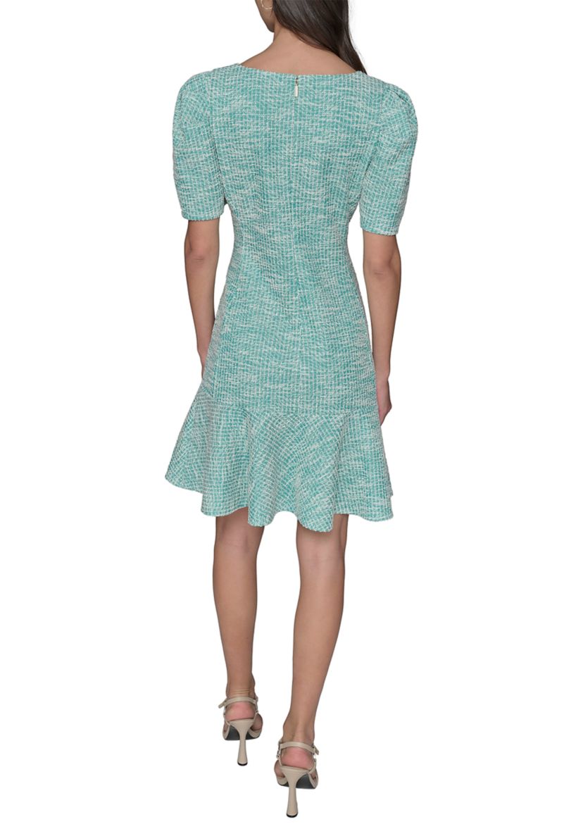 Womens Solid Tweed Sheath Dress