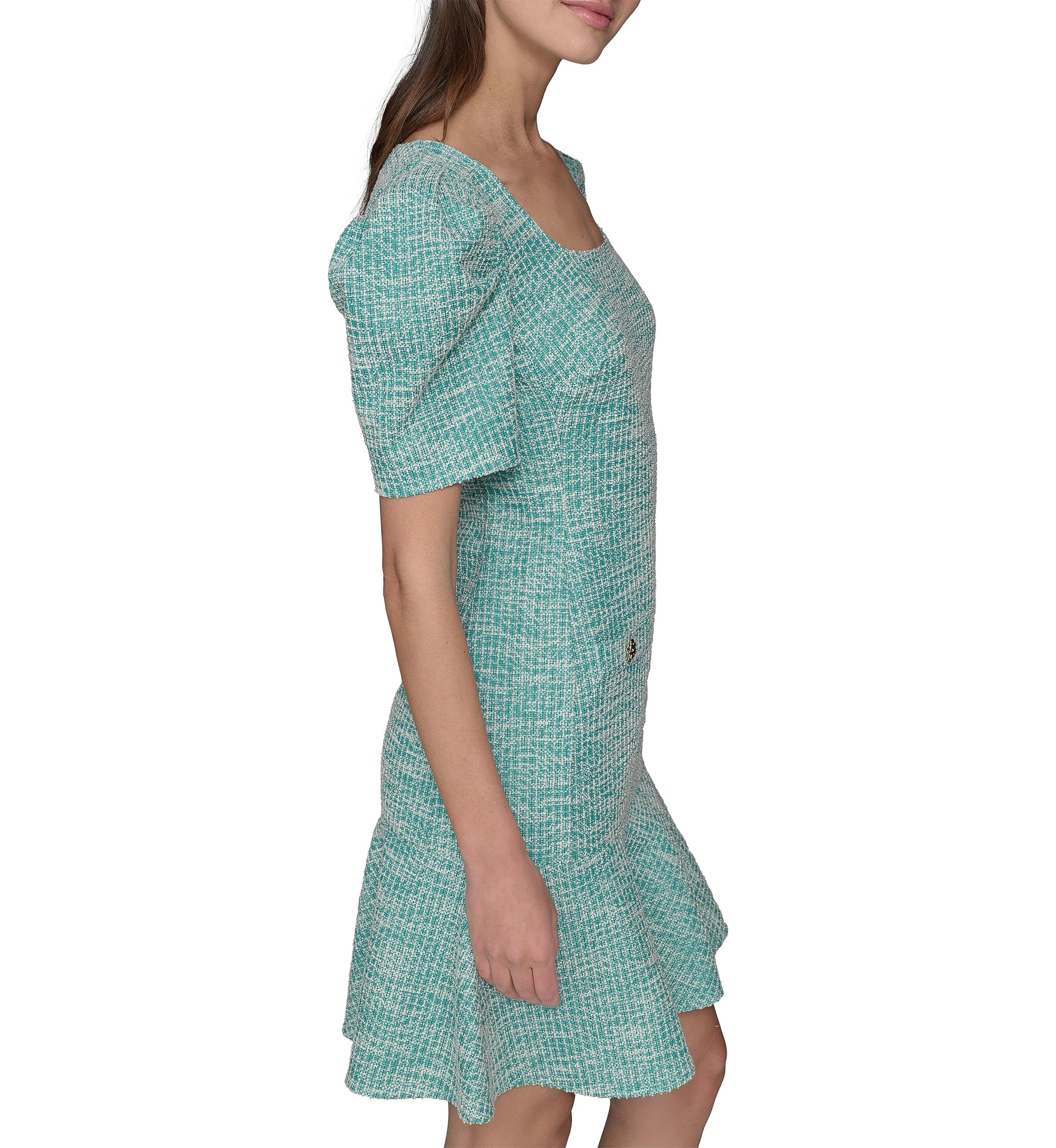 Womens Solid Tweed Sheath Dress