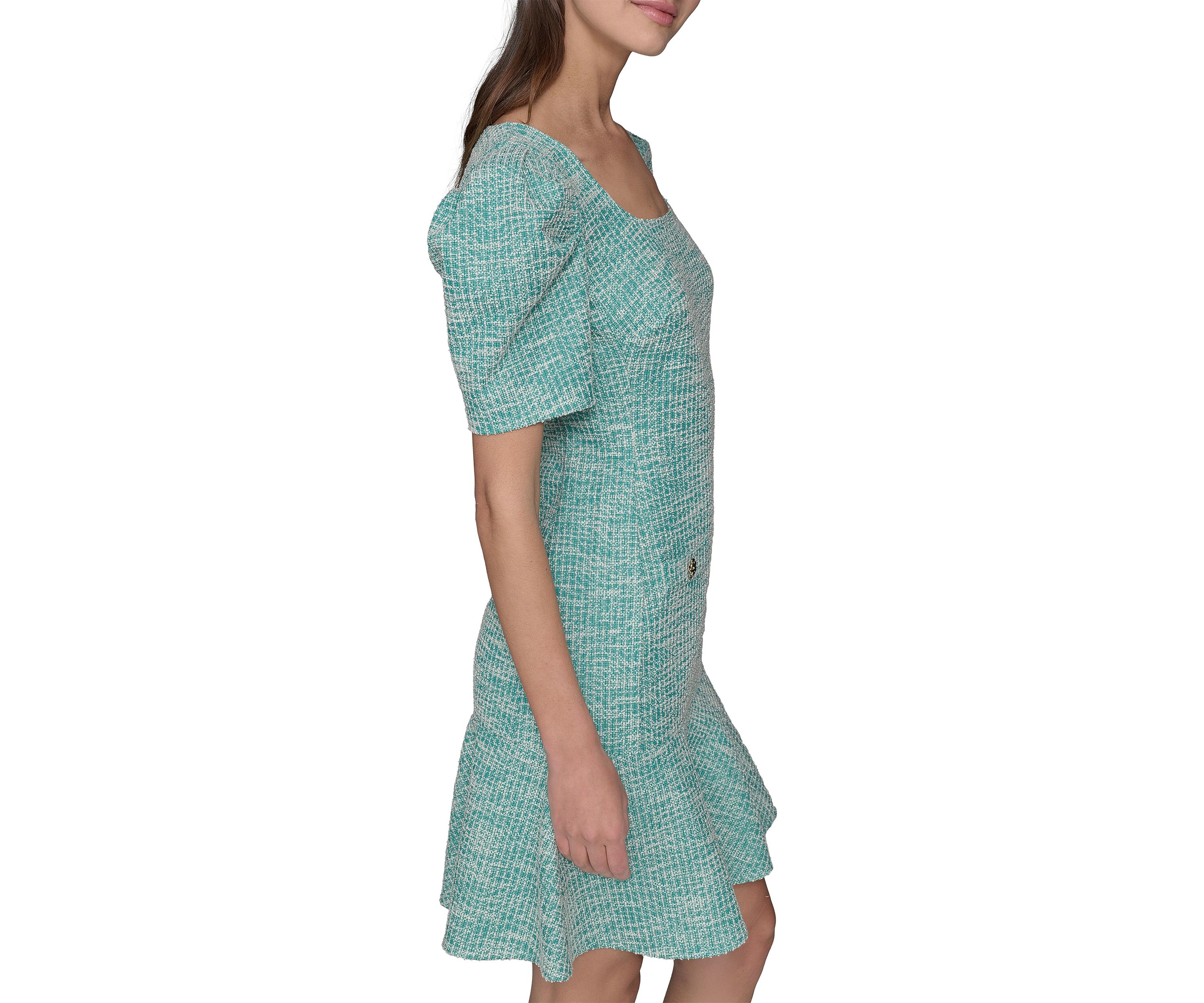 Womens Solid Tweed Sheath Dress