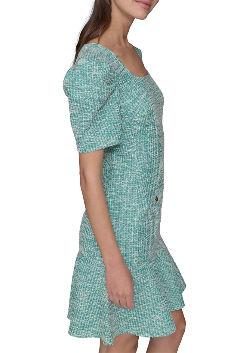 Womens Solid Tweed Sheath Dress
