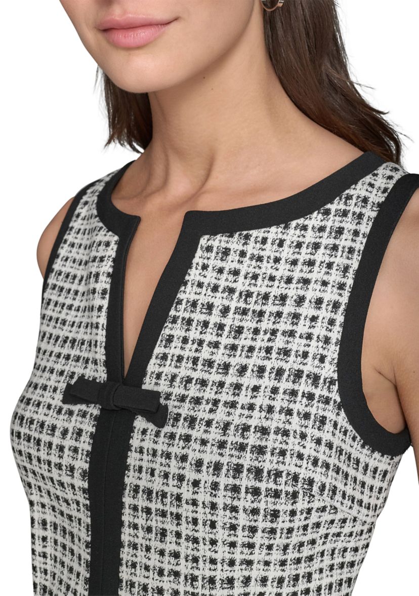Karl Lagerfeld Paris Women's Millenium Jacquard Contrast-Frame Dress - Charcoal - 14
