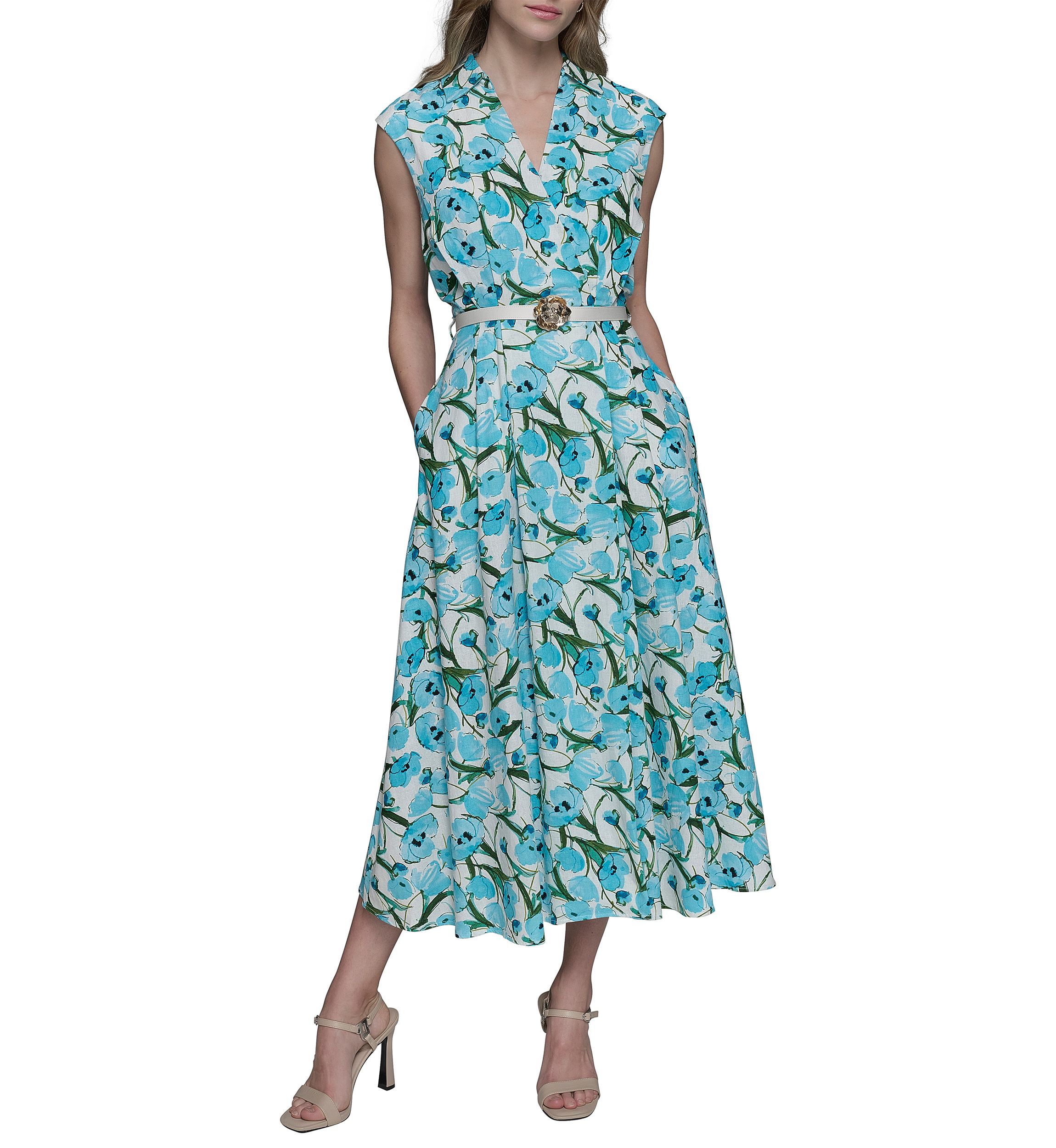 Womens Linen Shirtdress with Karl Belt