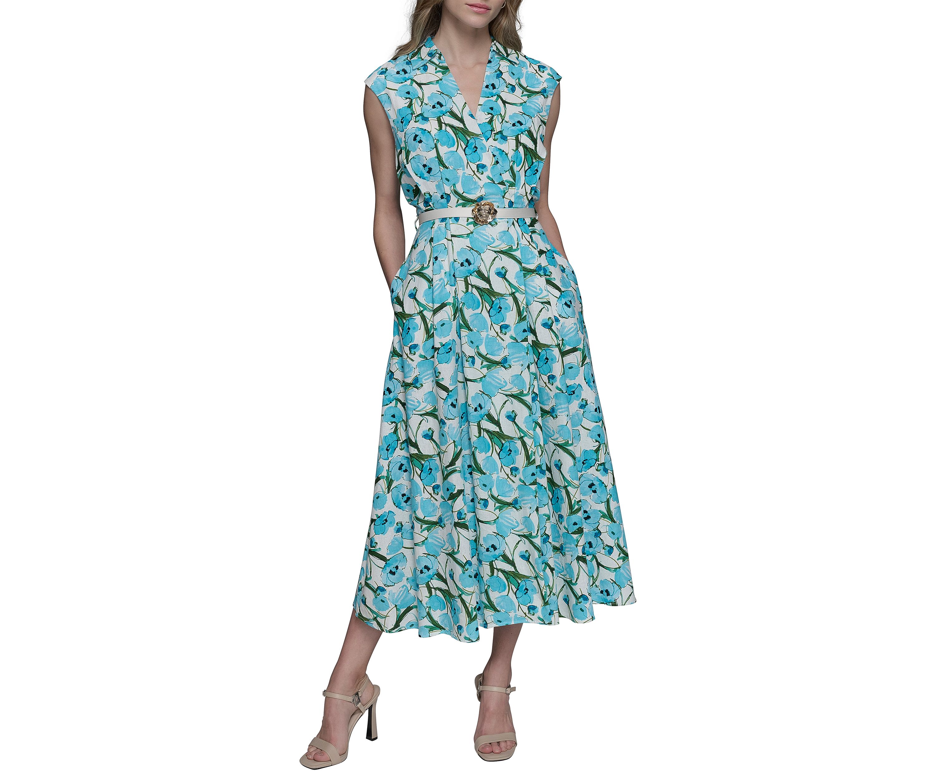 Womens Linen Shirtdress with Karl Belt