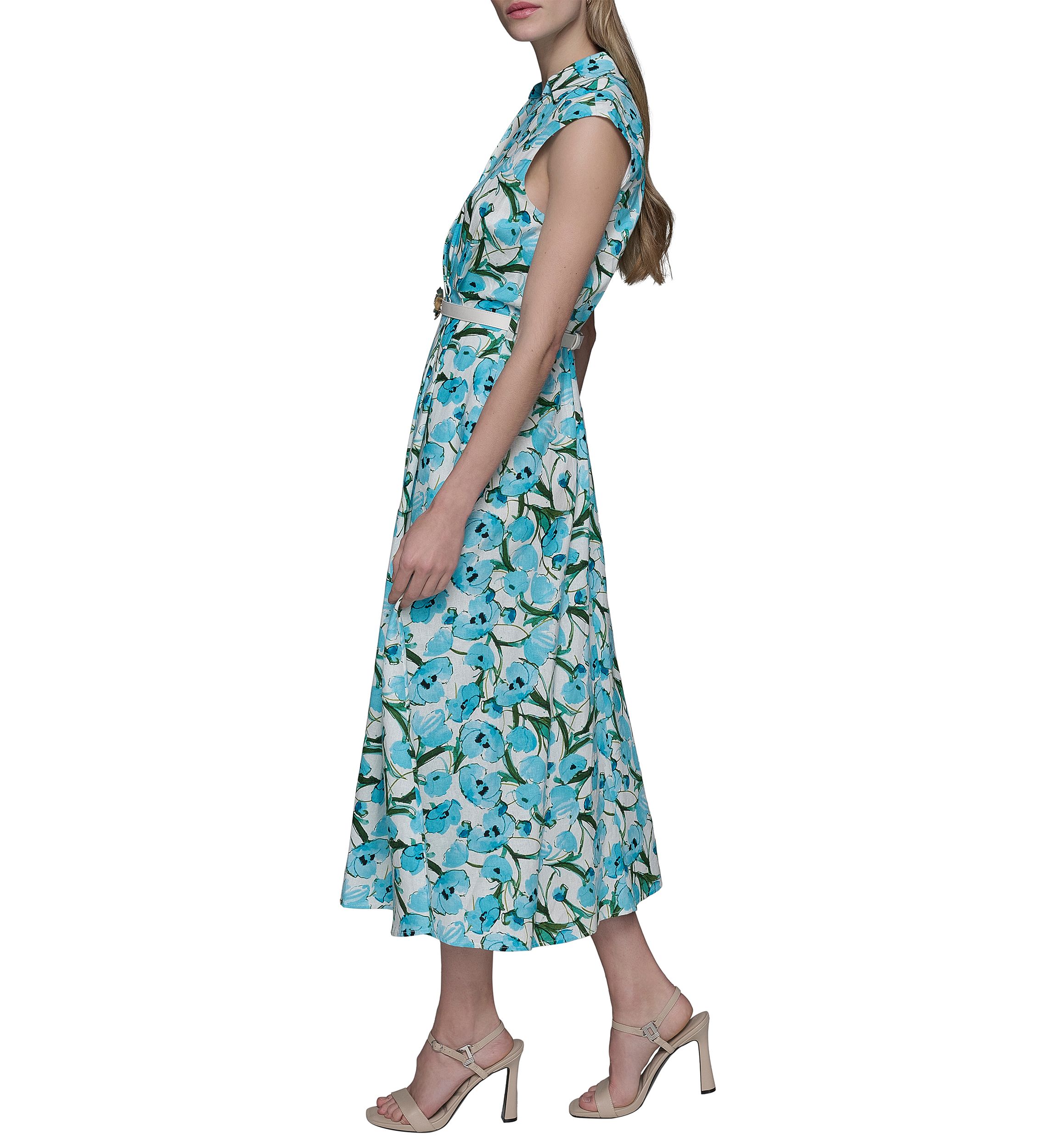 Womens Linen Shirtdress with Karl Belt