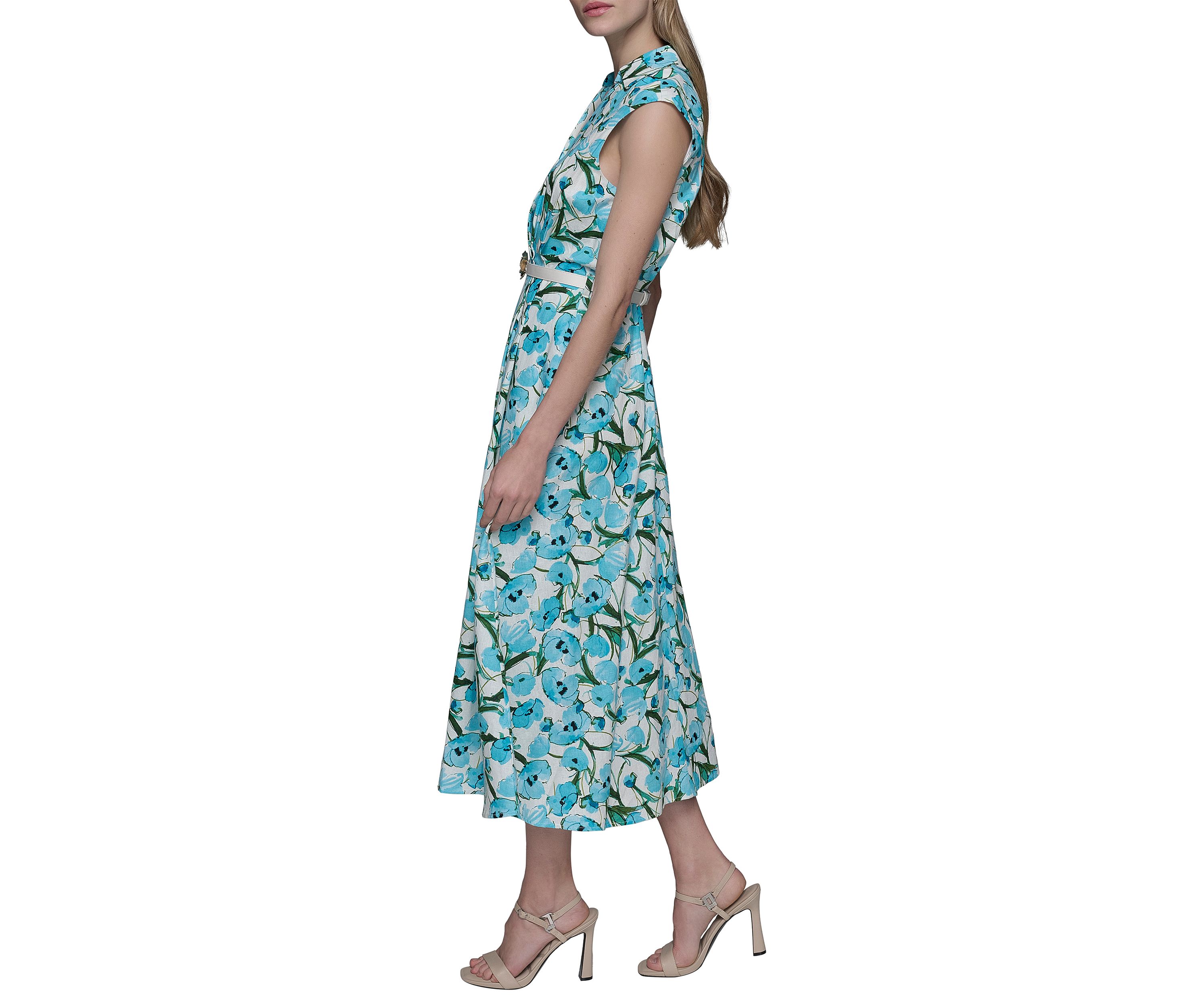 Womens Linen Shirtdress with Karl Belt